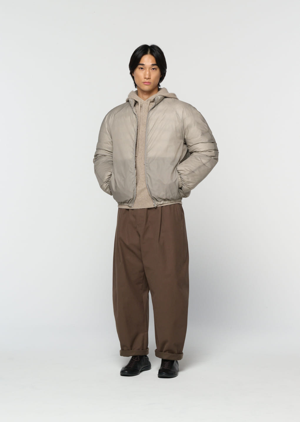 cotton banding pants, brown 사진 3/4