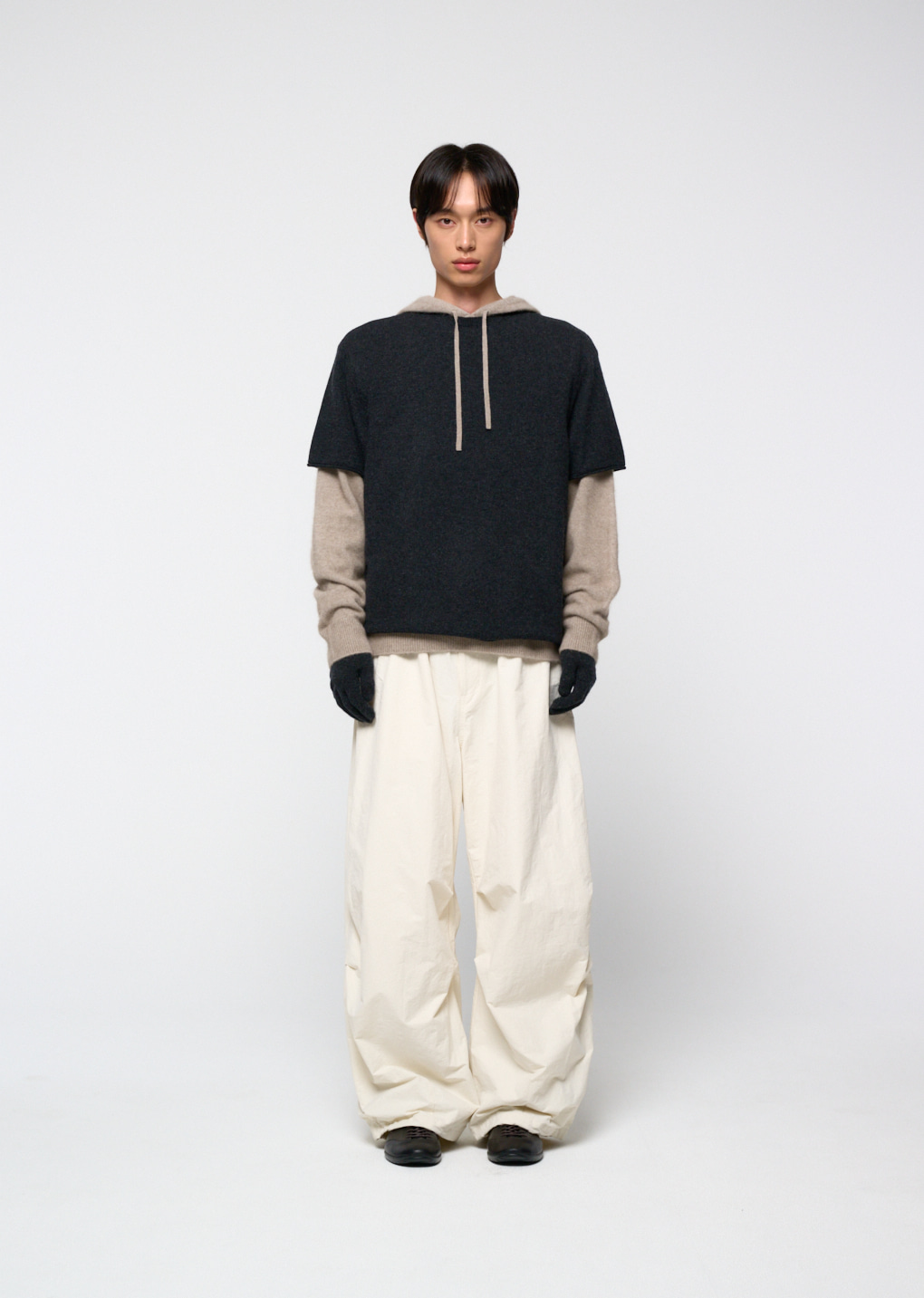 Cashmere Easy Half Sleeve Knit, Charcoal