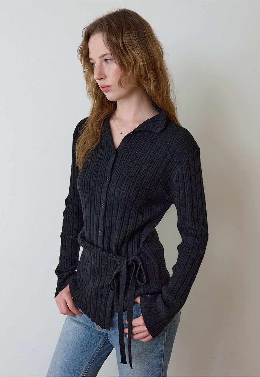 A DRAPED KNIT TOP_BLACK photo 4/4