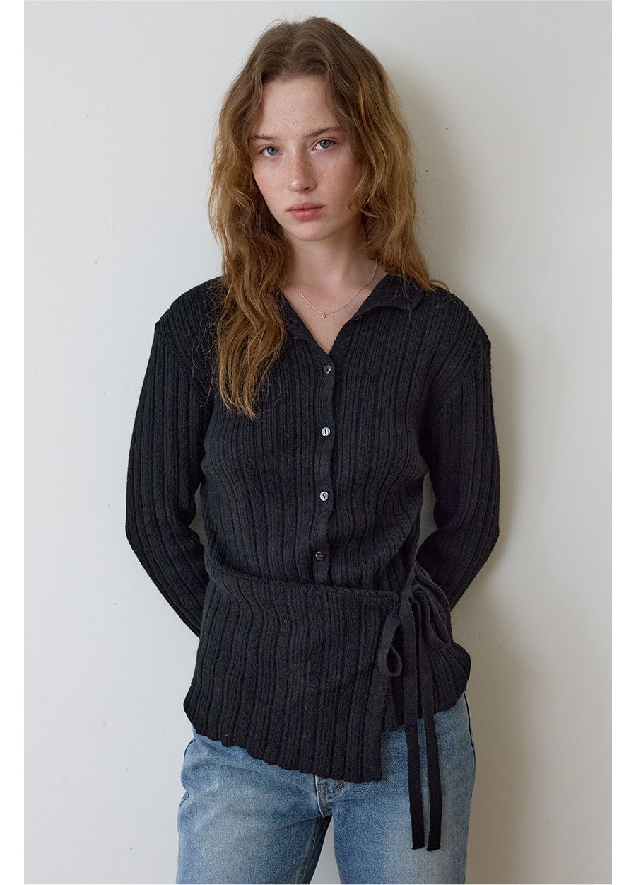 A DRAPED KNIT TOP_BLACK photo 3/4