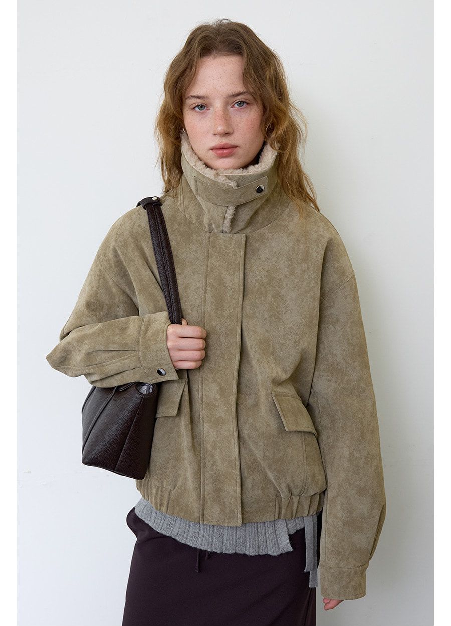 A SUEDE FUR COLLAR JUMPER_BEIGE 사진 4/4