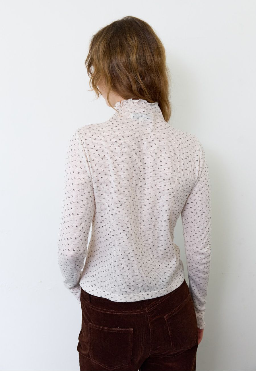 A FLOWER TURTLENECK TEE_BEIGE 사진 4/4
