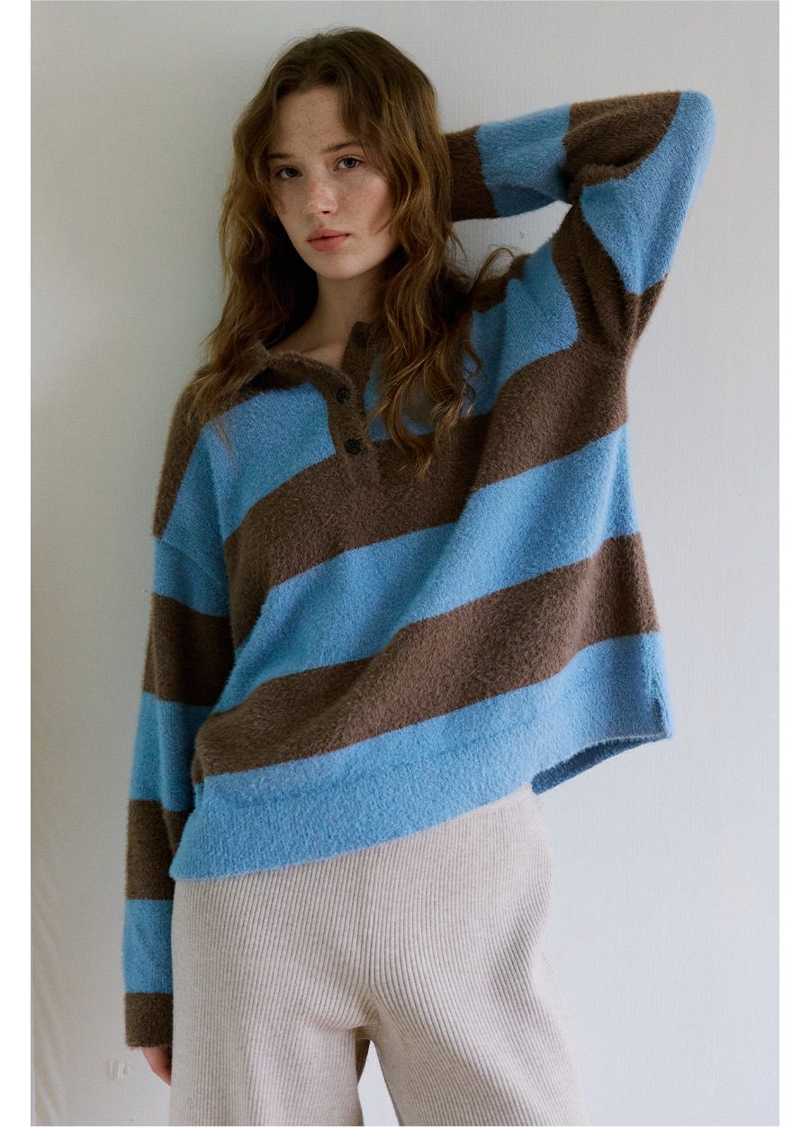 A LOOSE FIT STRIPE PULLOVER KNIT_LIGHT BLUE 사진 4/4