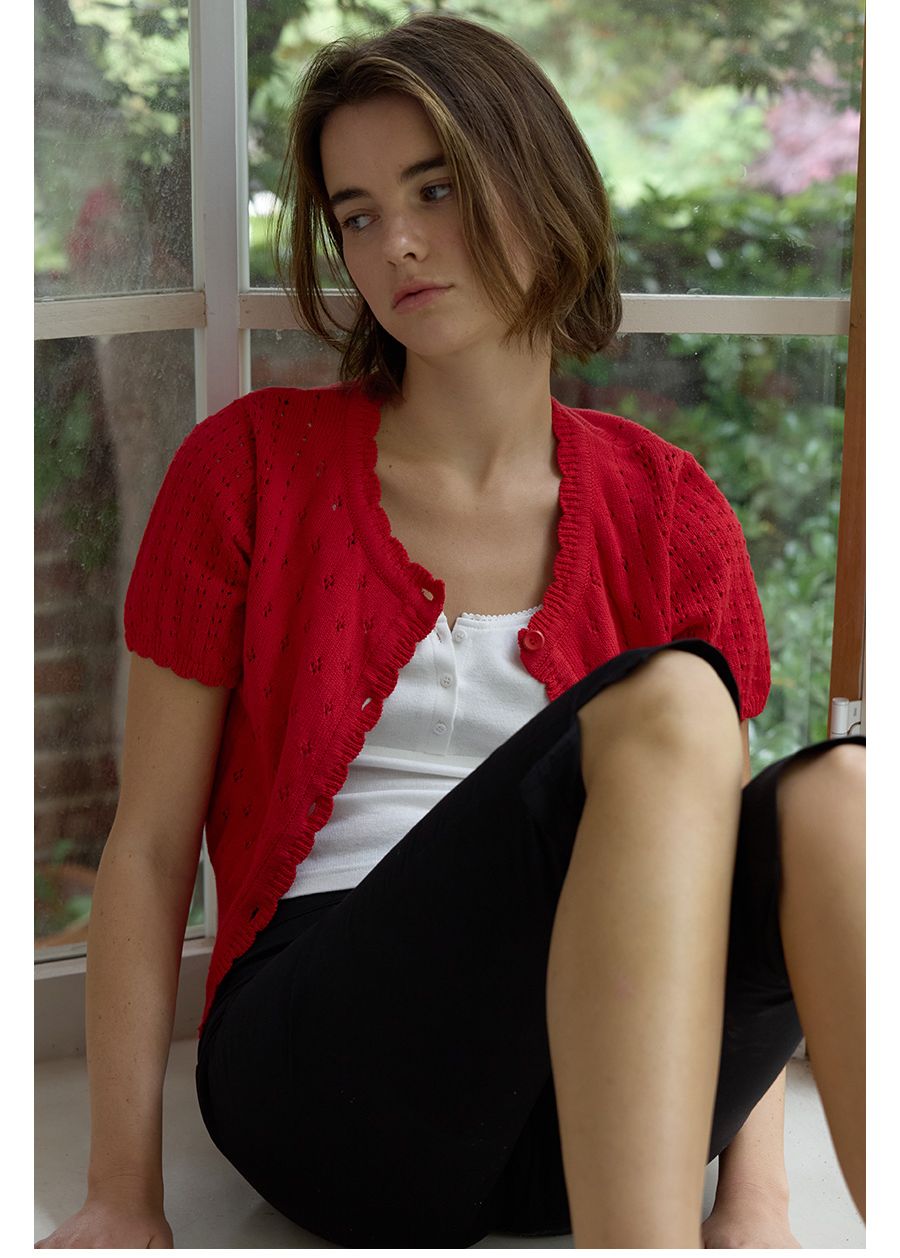 A SKASHI HALF SLEEVE CARDIGAN_RED 사진 2/4