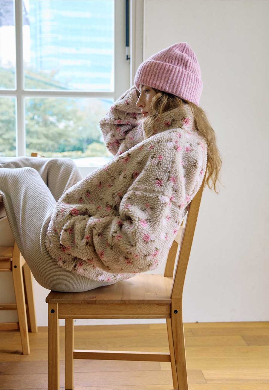 A FLOWER FLEECE JUMPER_BEIGE 사진 3/4