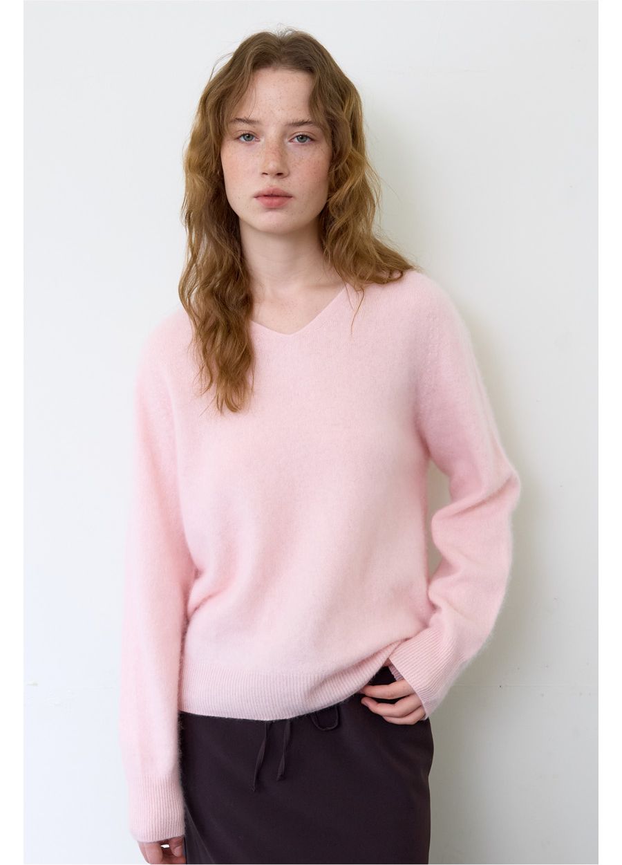 A V-NECK CASHMERE BRUSHED PULLOVER_PINK 사진 4/4