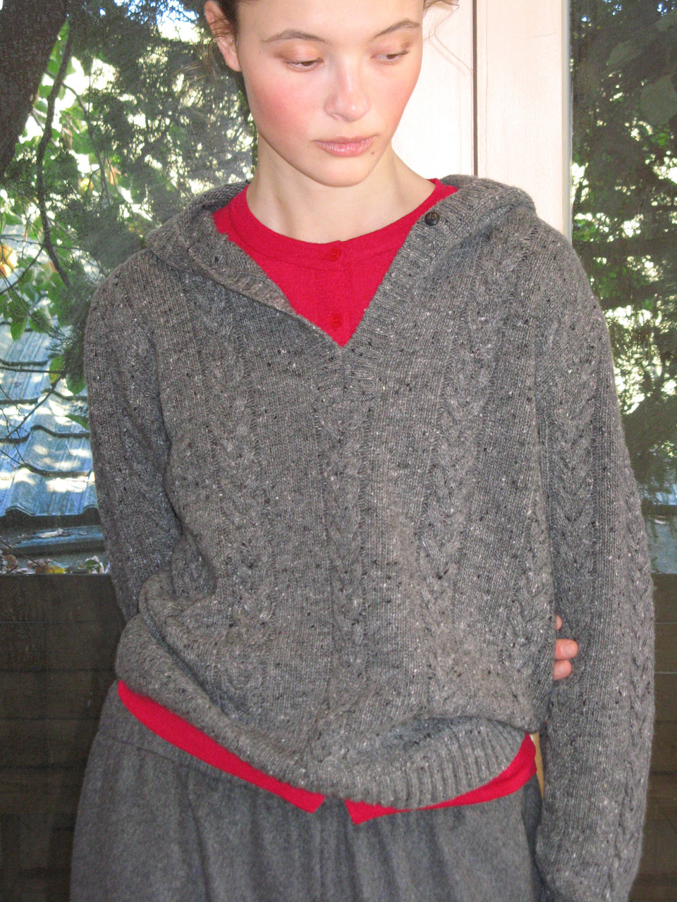 Wool Nep Hood Knit_Charcoal 사진 4/4