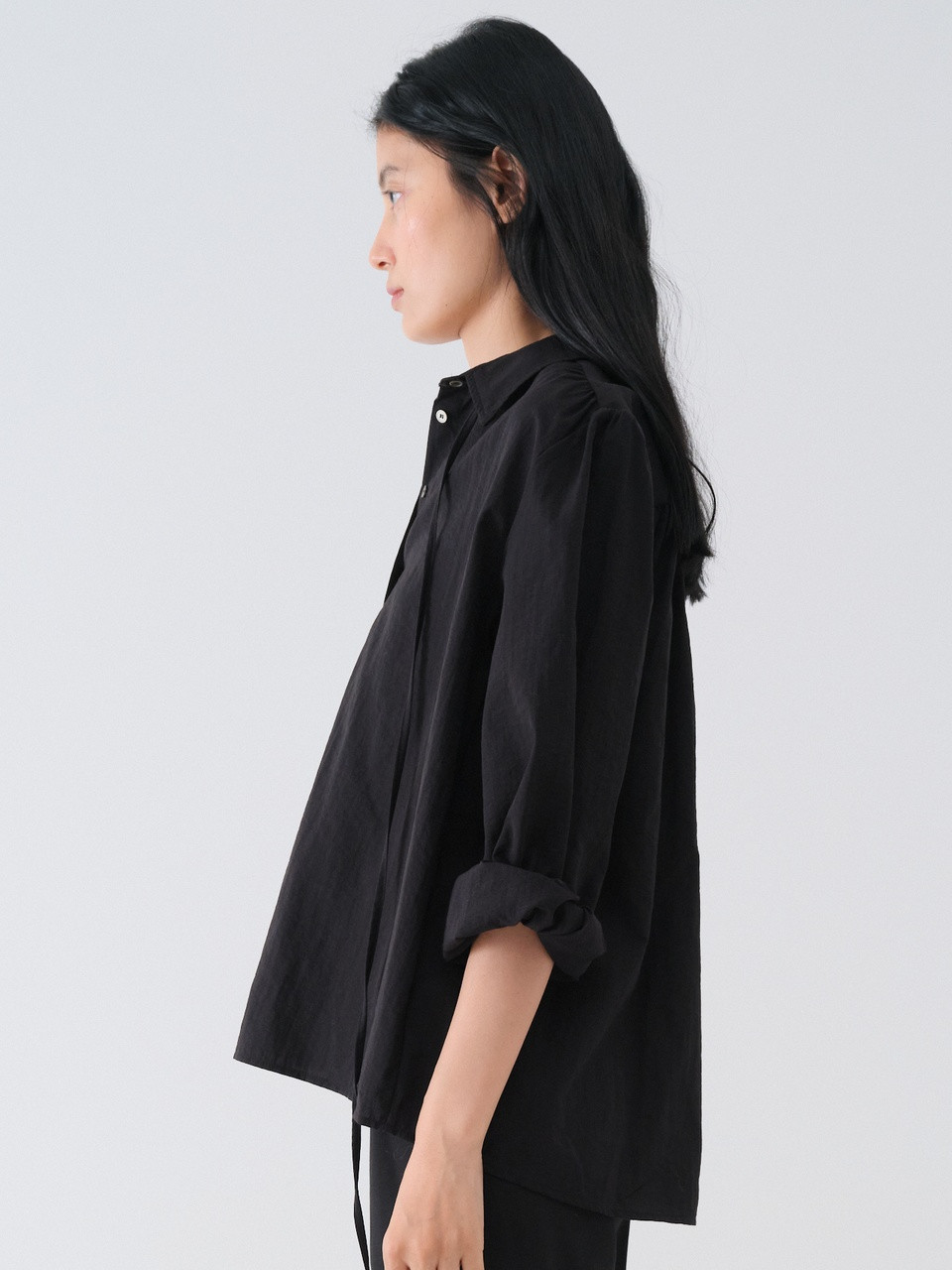 SHIRRING STRING BLOUSE_BLACK 사진 3/4