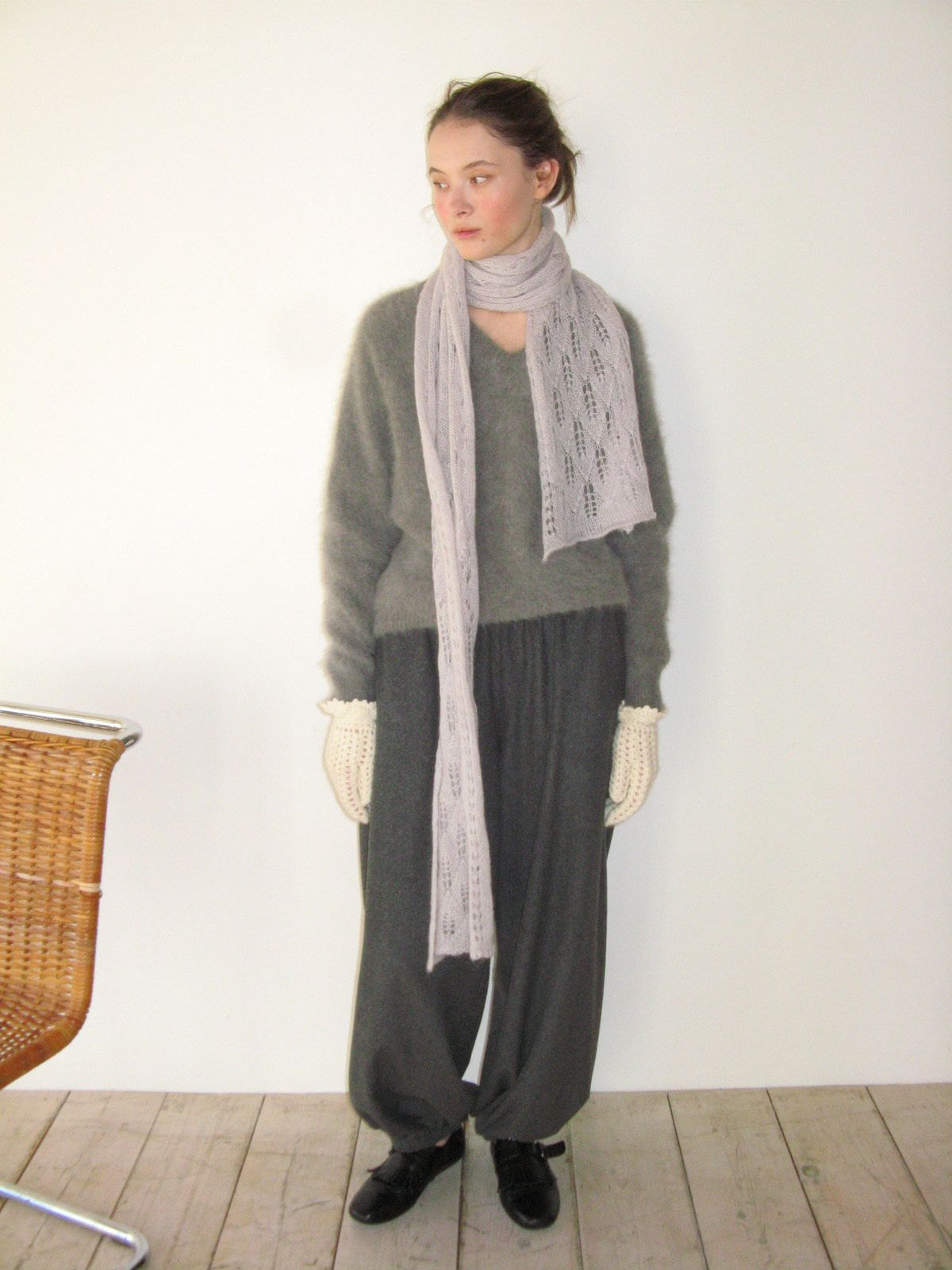 Mink Angora V-Neck Knit_Grey 사진 2/4