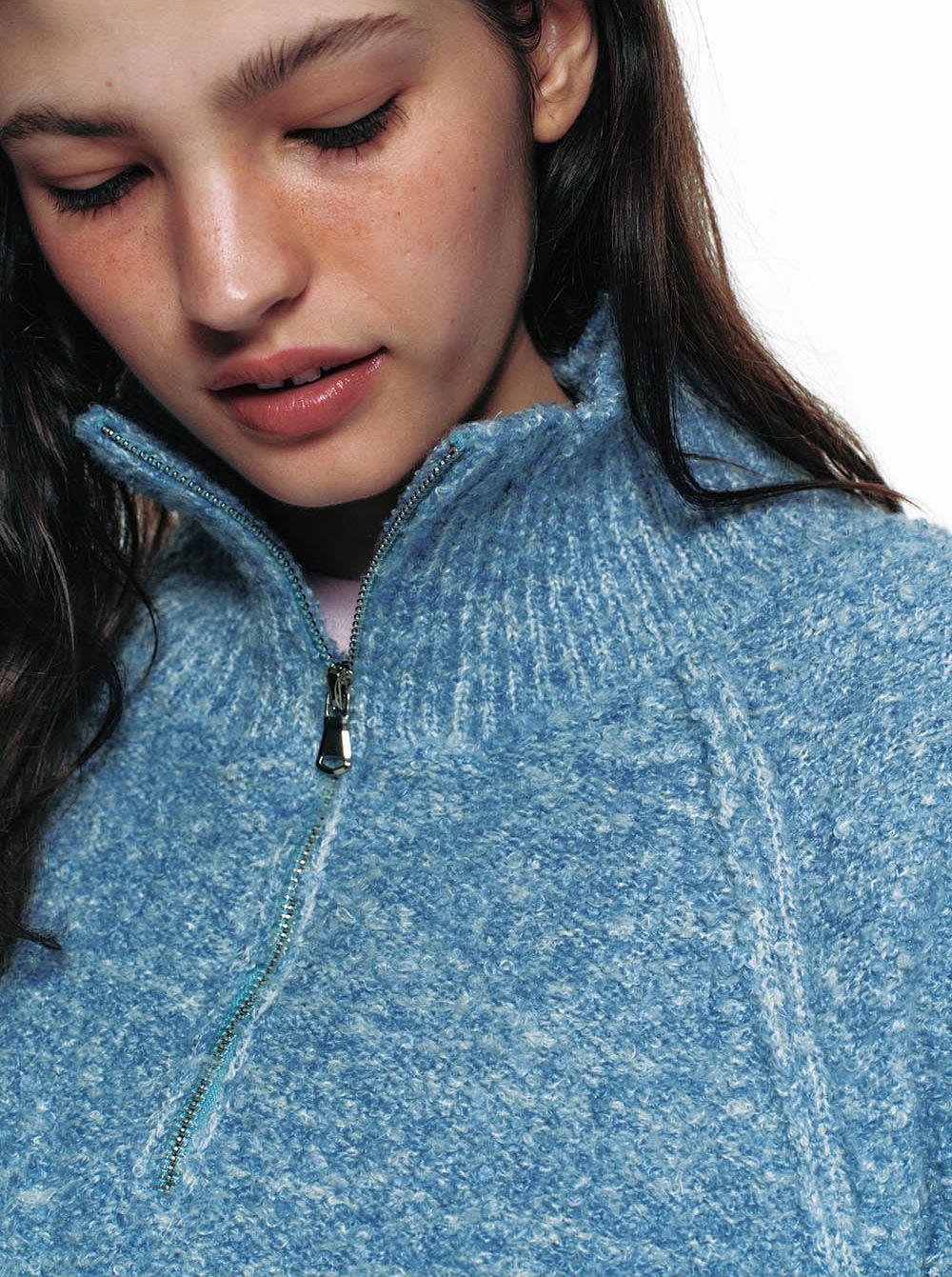 BECCA KNIT ZIP-UP PULLOVER_BLUE 사진 3/4