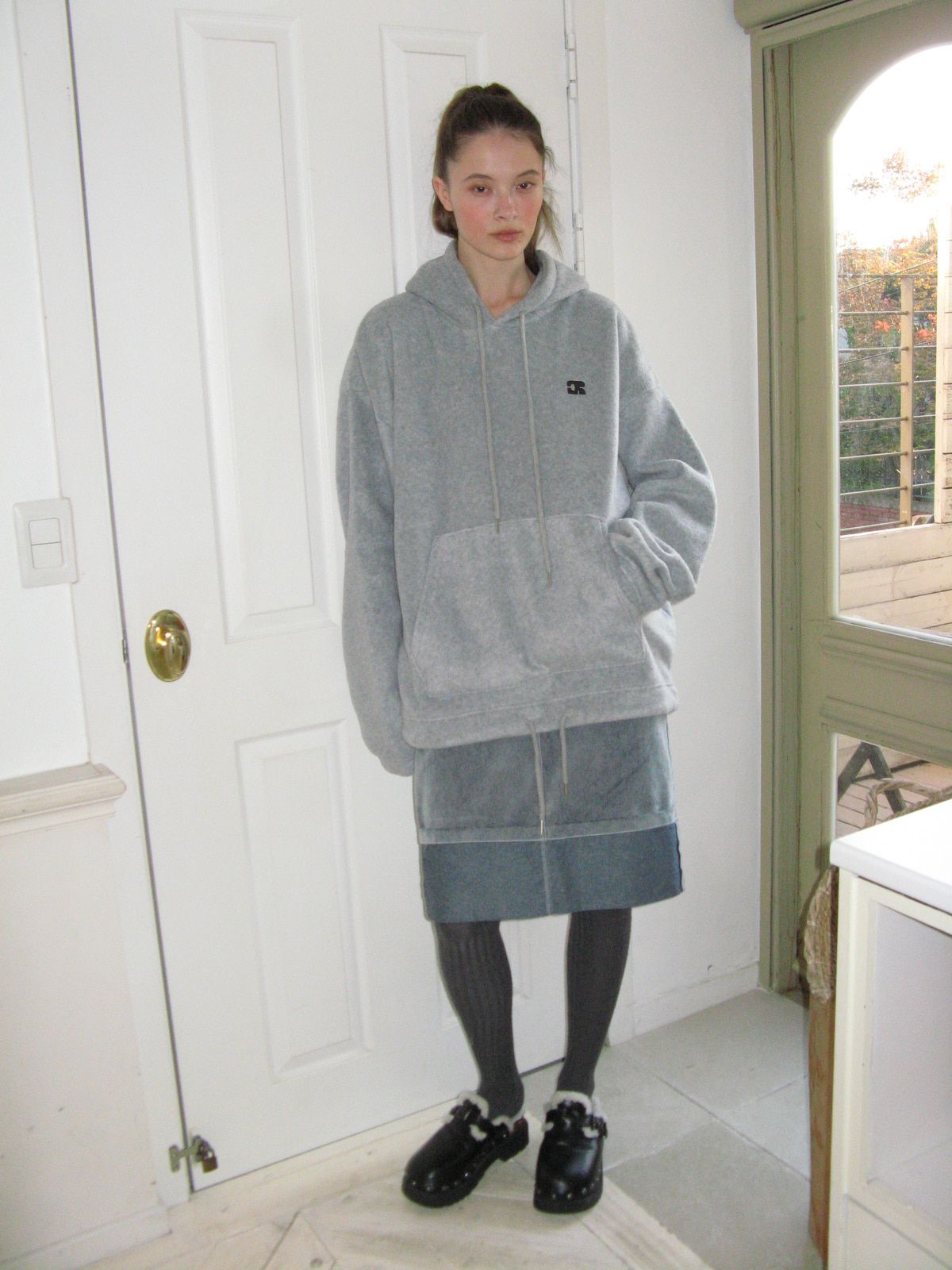 Centaur Fleece String Hoodie_Dark Grey 사진 3/4