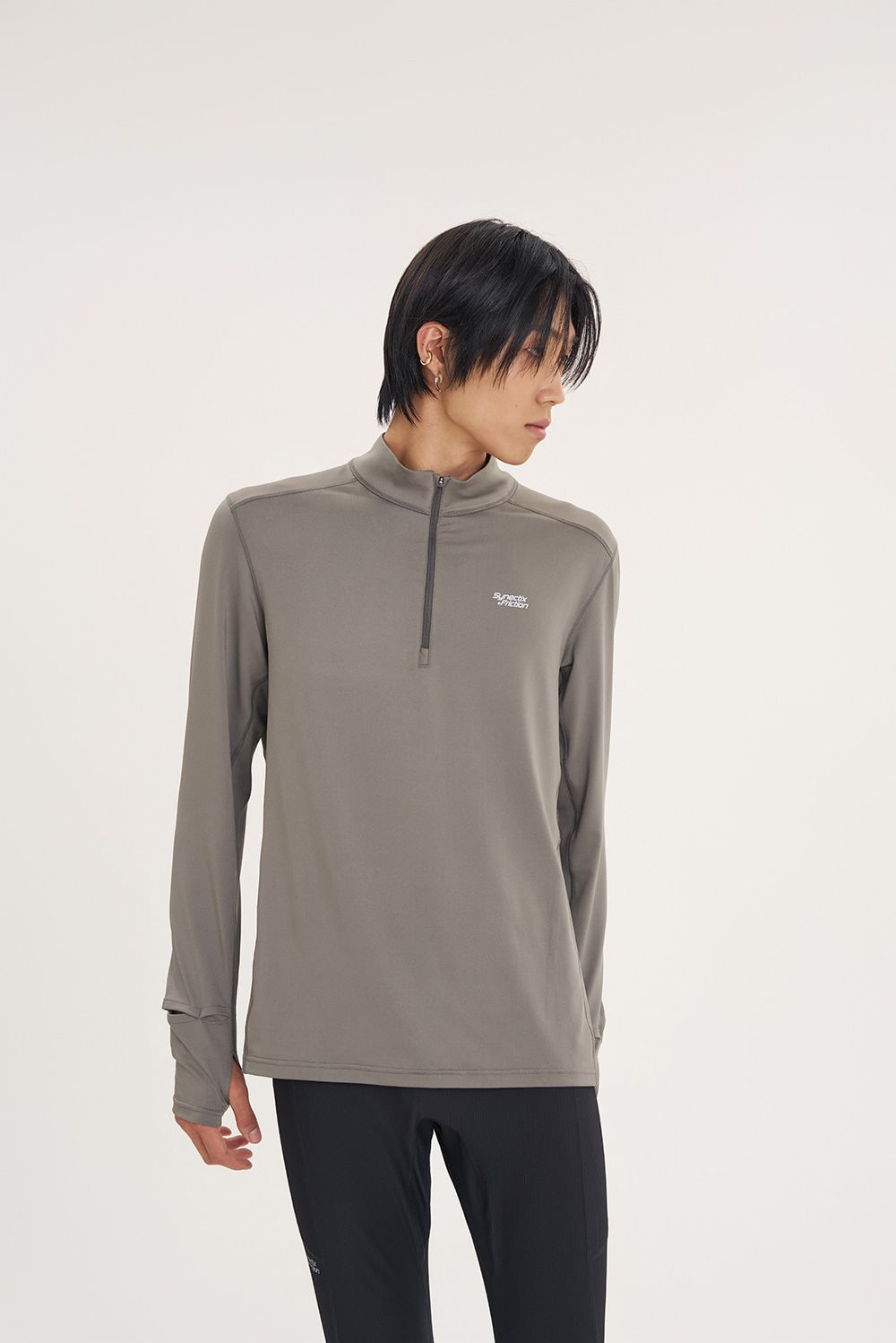 MOCKNECK STRETCH HALF-ZIP (ASH BROWN) 사진 2/4
