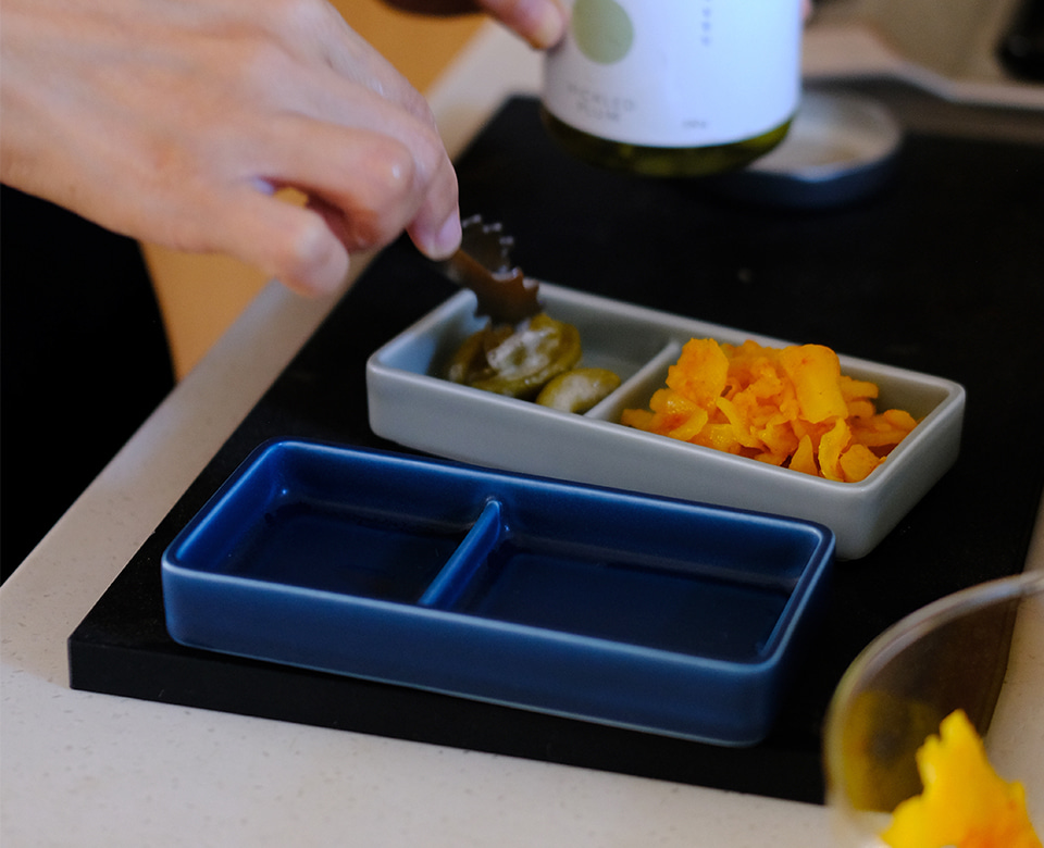 [하쿠산] HAKUSAN 렉타 사각접시 2칸 사진 3/4