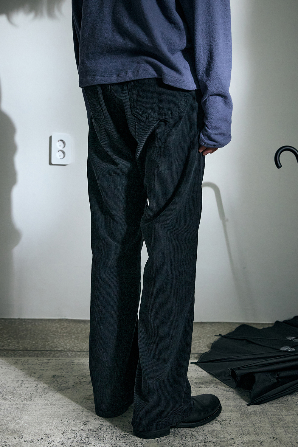 Straight Pants Corduroy Dyed Black 사진 3/4