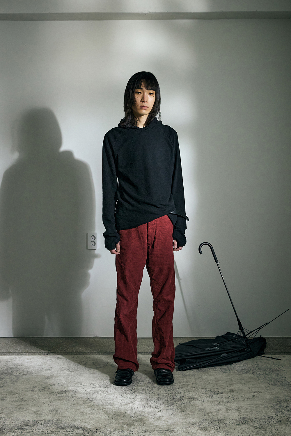 Straight Pants Corduroy Dyed Dark Red 사진 1/4