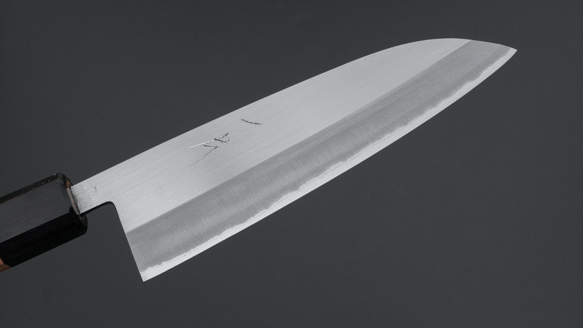 Hitohira Harima Forged Blue #2 Stainless Clad Migaki Santoku Walnut Handle 사진 3/4