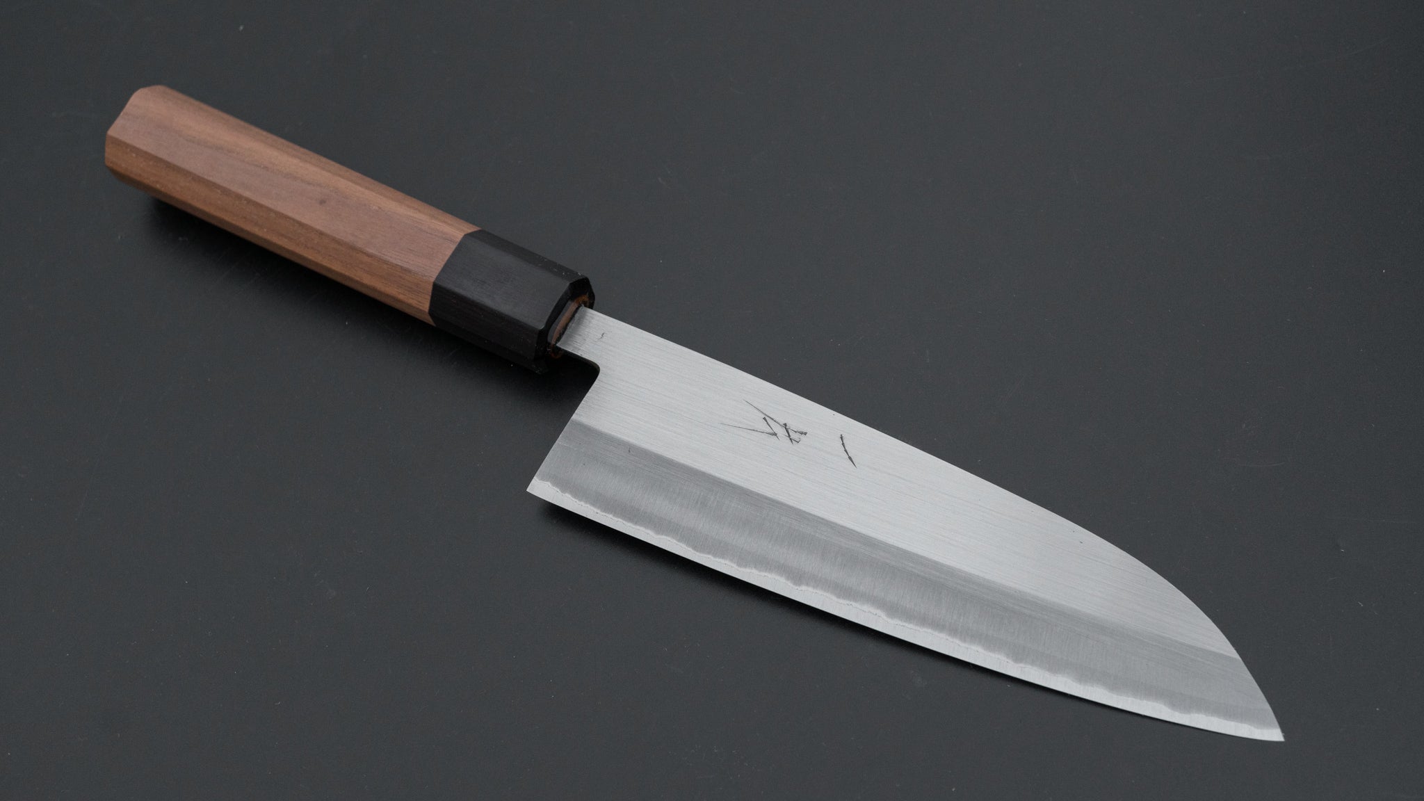 Hitohira Harima Forged Blue #2 Stainless Clad Migaki Santoku Walnut Handle 사진 2/4