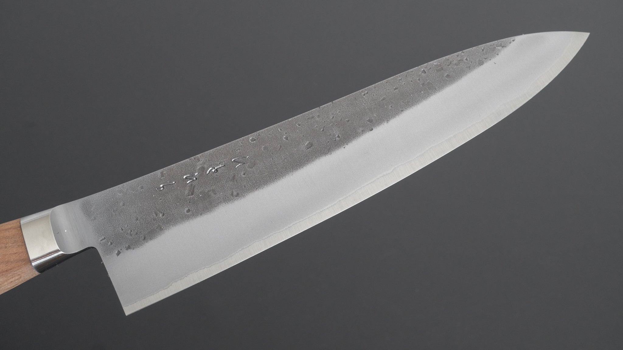 Hitohira TD Blue #2 Stainless Clad Nashiji Yo Gyuto 210mm Walnut Handle 写真 3/4