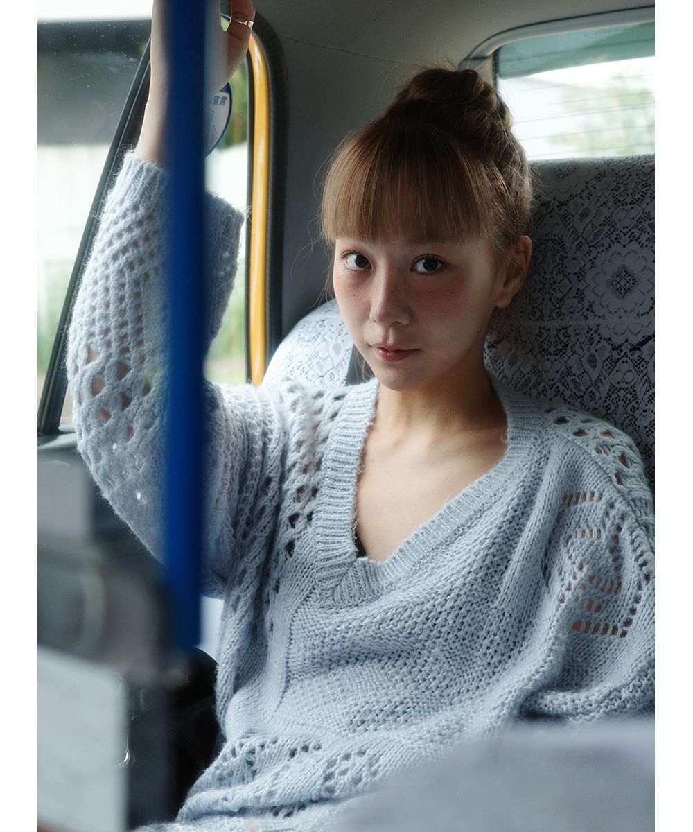 アトリエ テクスチャー ニット_スカイブルー 写真 3/4