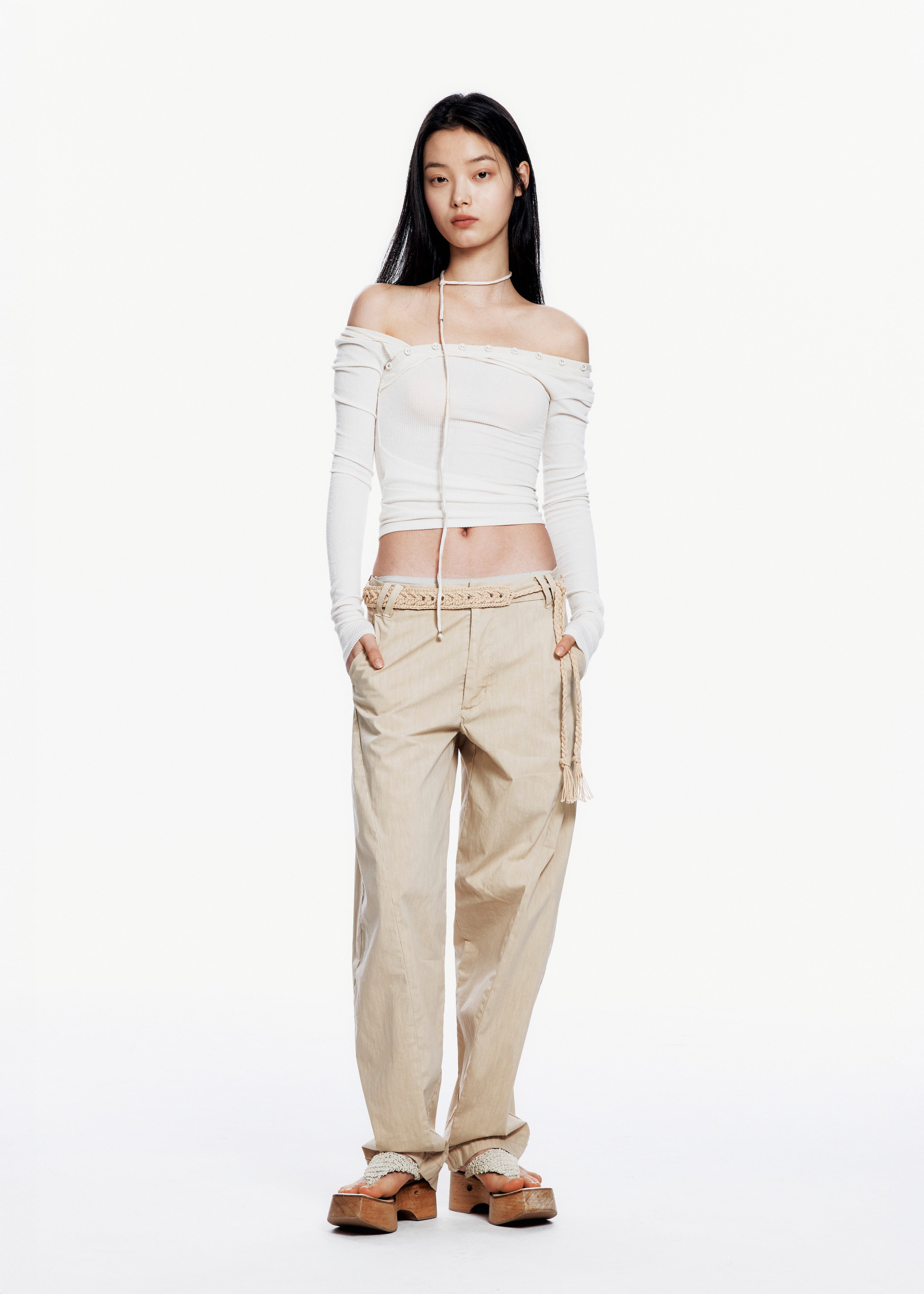 Bent Trouser w/ Knitted Belt 写真 1/4
