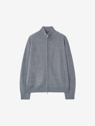 베이직 캐시미어 니트 집업 GREY