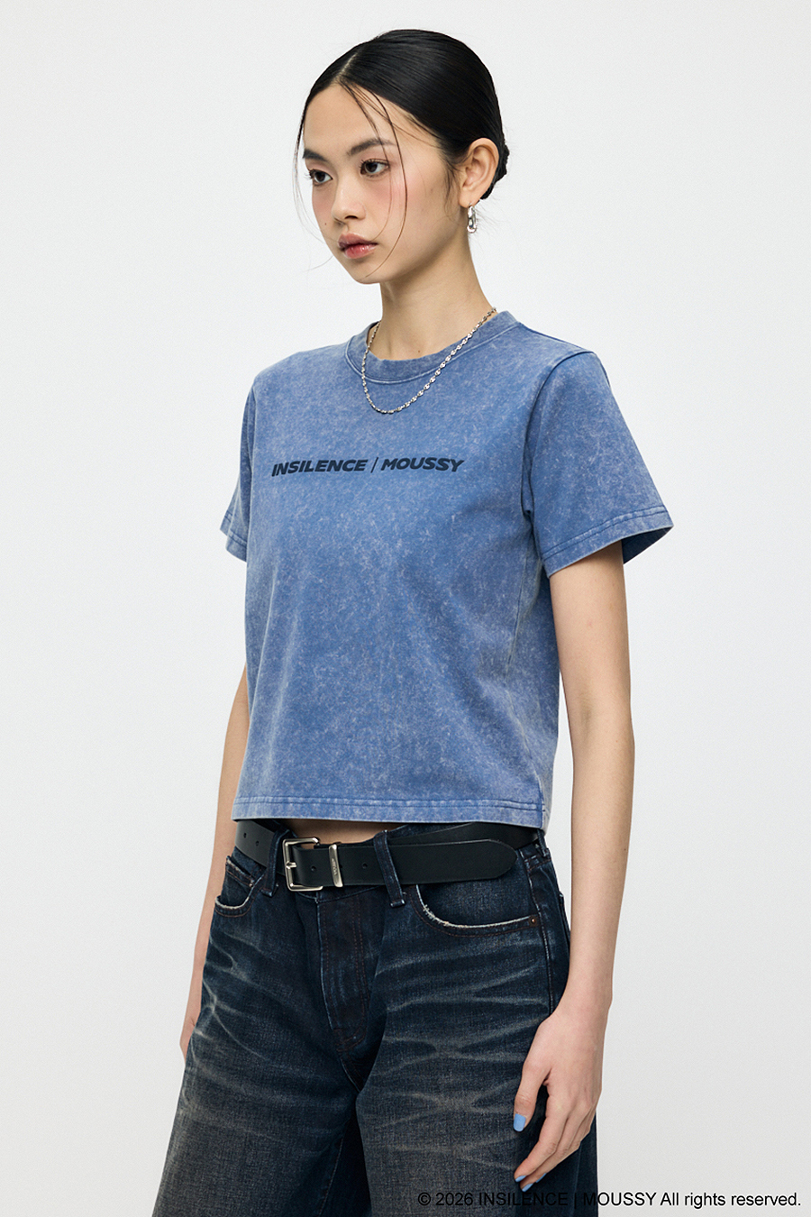 INSILENCE x MOUSSY LOGO TEE BLUE 사진 3/4