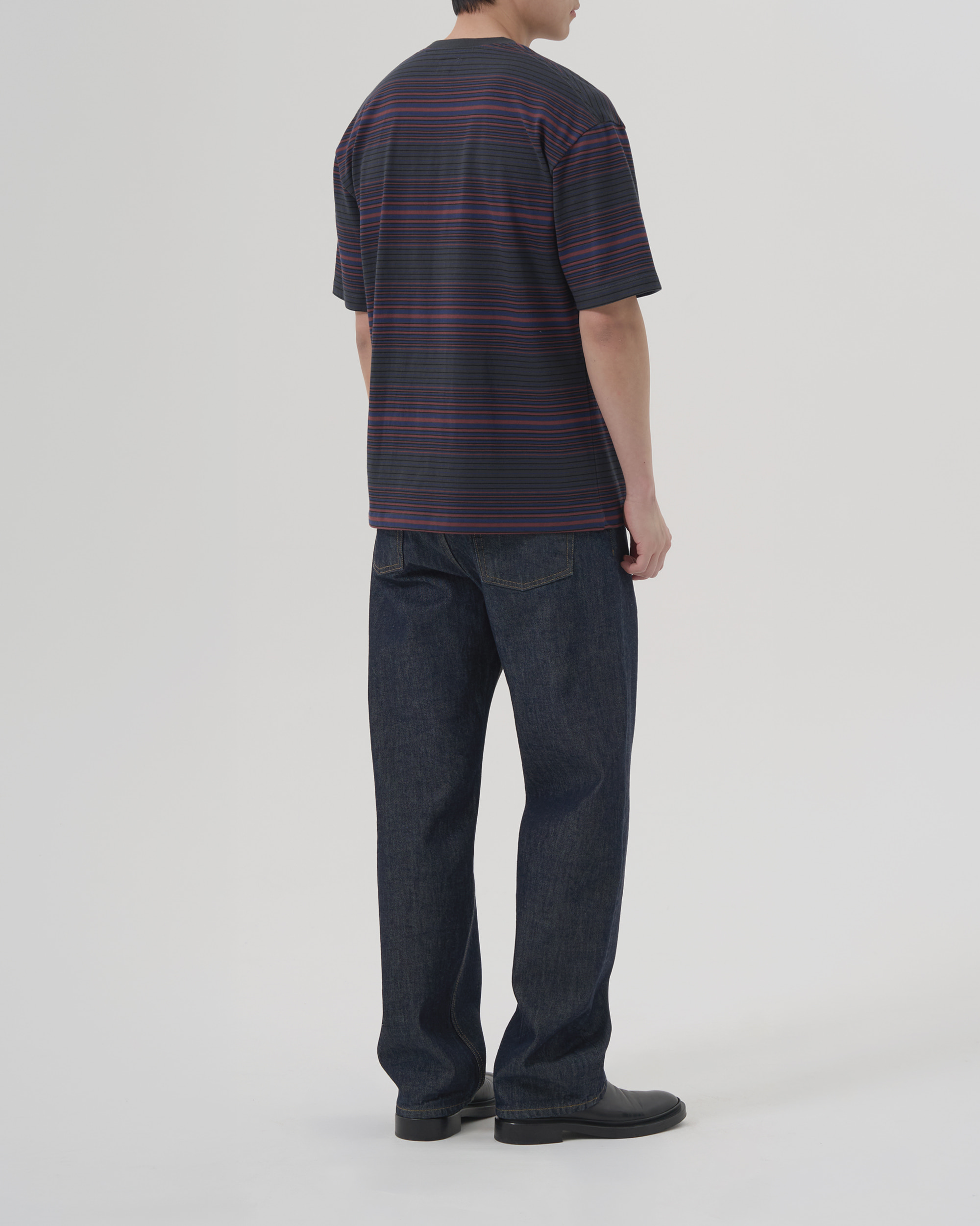 GRADIENT STRIPE T SHIRT - CHARCOAL BRICK 사진 3/4