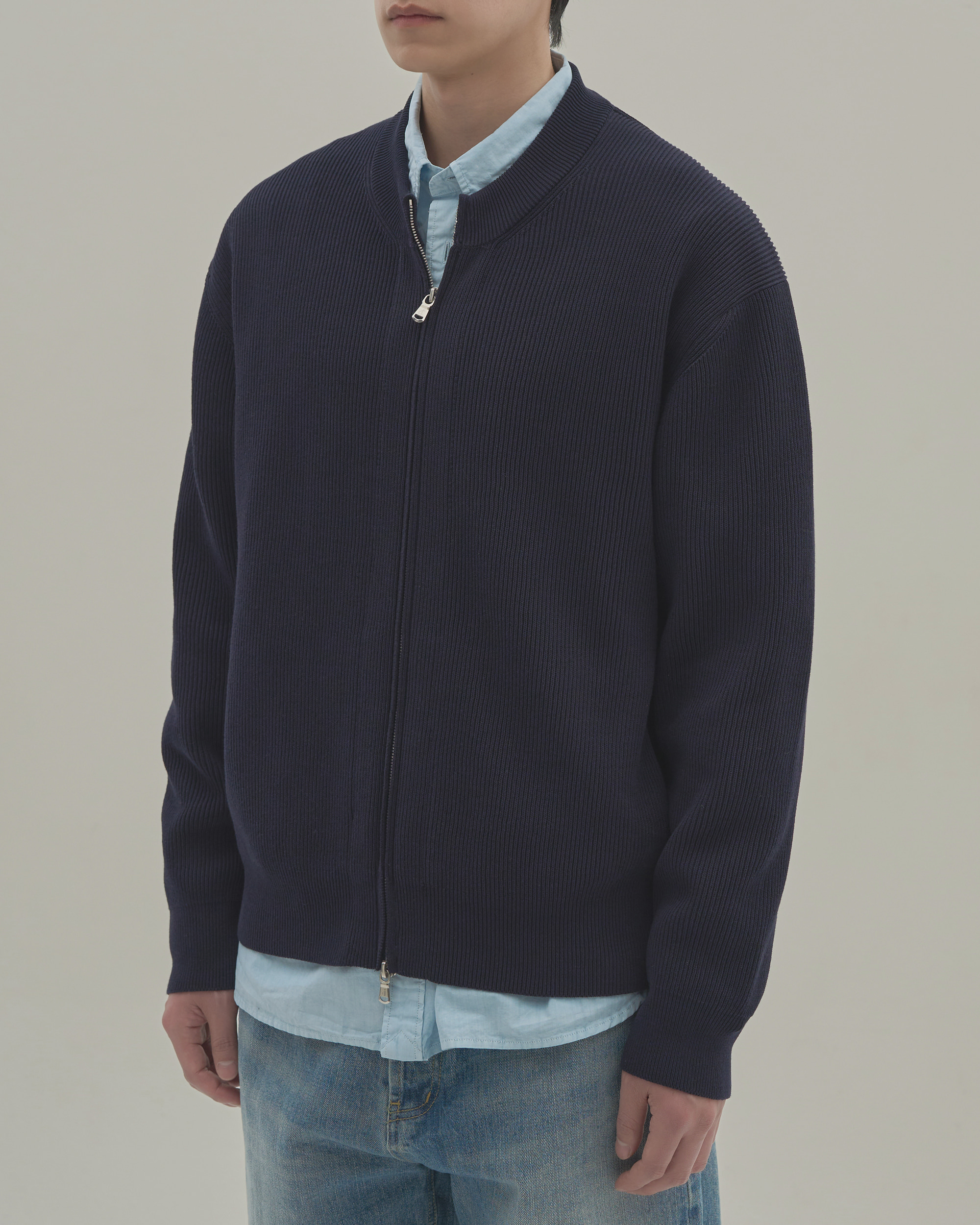 JOEY ROUND ZIP KNIT PARKA - DEEP NAVY 사진 1/4