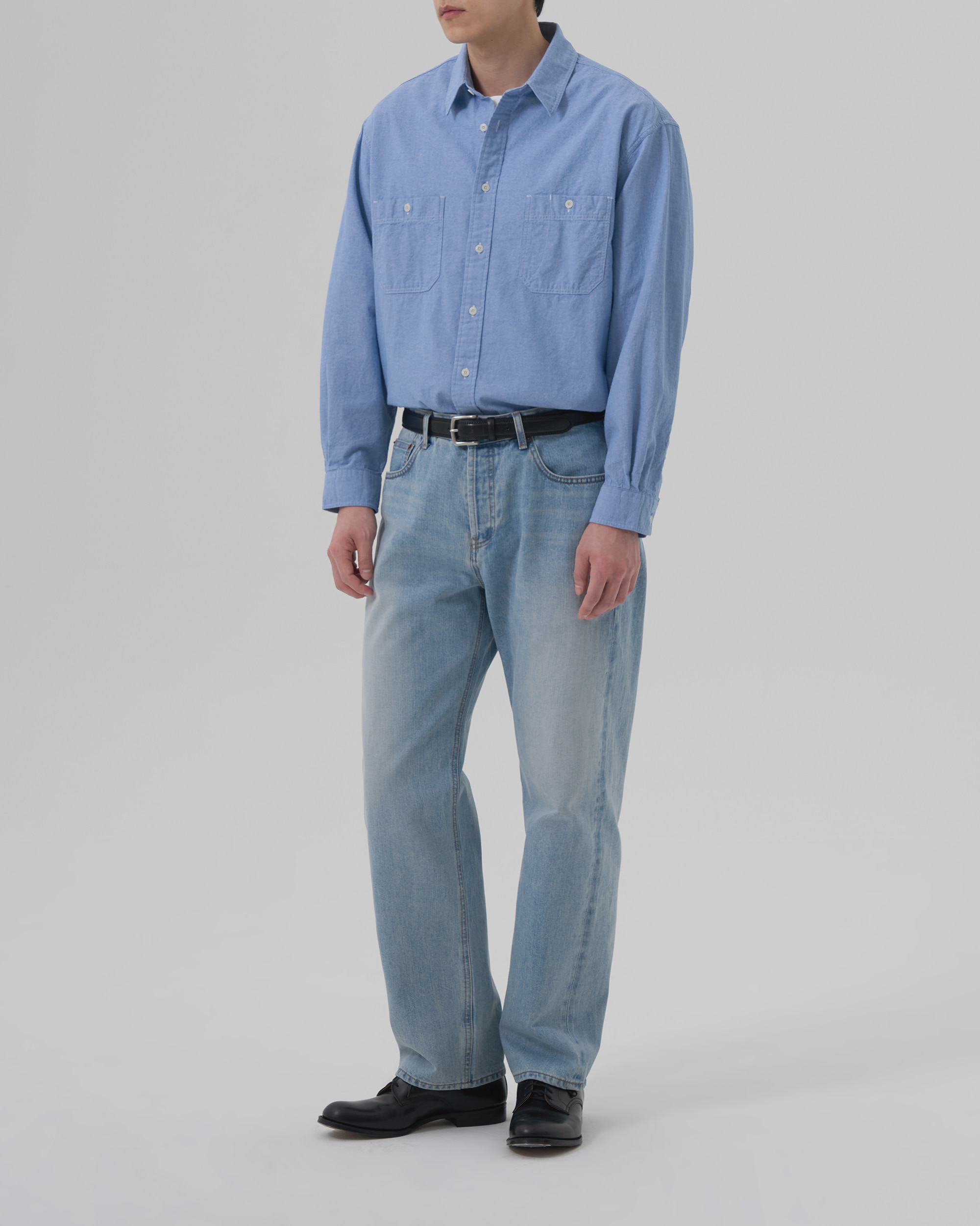 CHAMBRAY WORK SHIRT - LIGHT INDIGO 사진 2/4