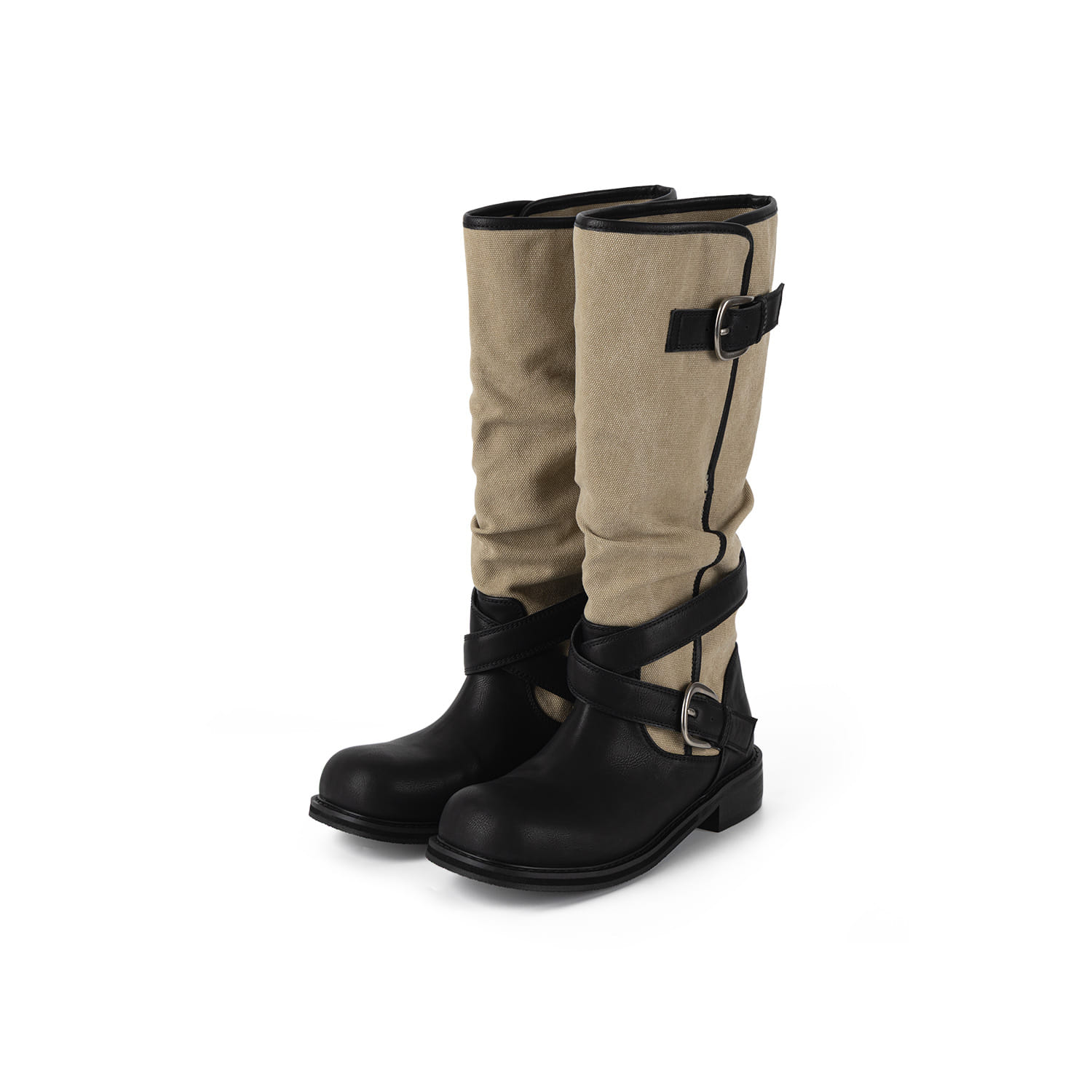 RAVEN FOLDABLE BUCKLE BOOTS / CANVAS BEIGE 사진 2/4