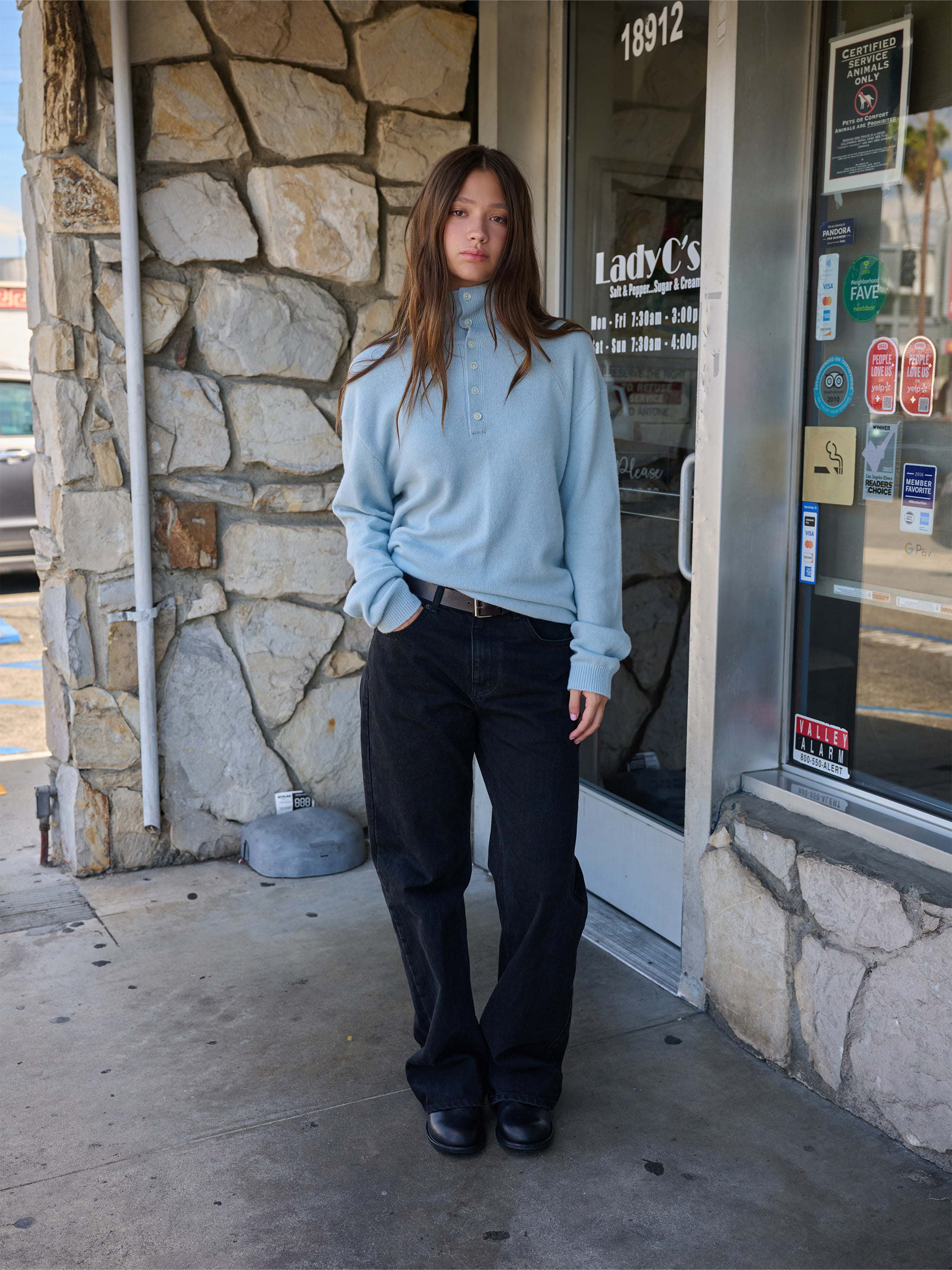 Wool Blend High-Neck Sweater_Sky Blue 사진 1/4