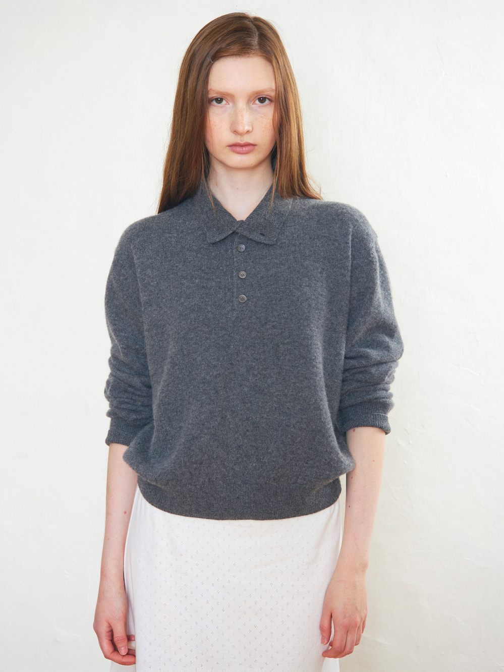 Super Fine Wool High-Neck Sweater_Charcoal Melange 사진 2/4
