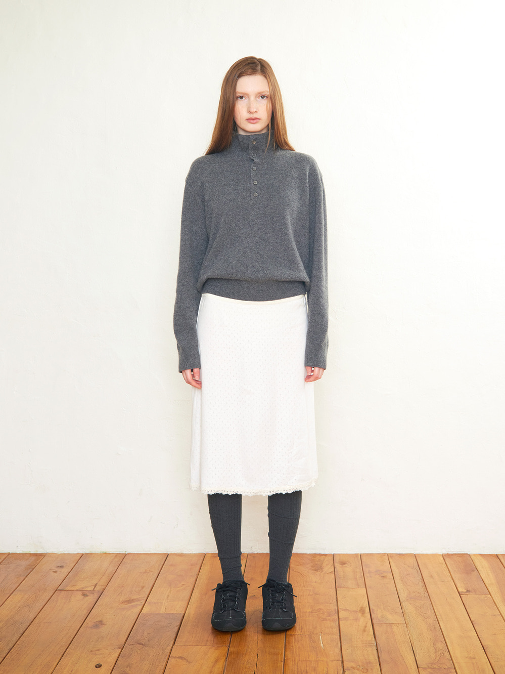 Super Fine Wool High-Neck Sweater_Charcoal Melange 사진 3/4