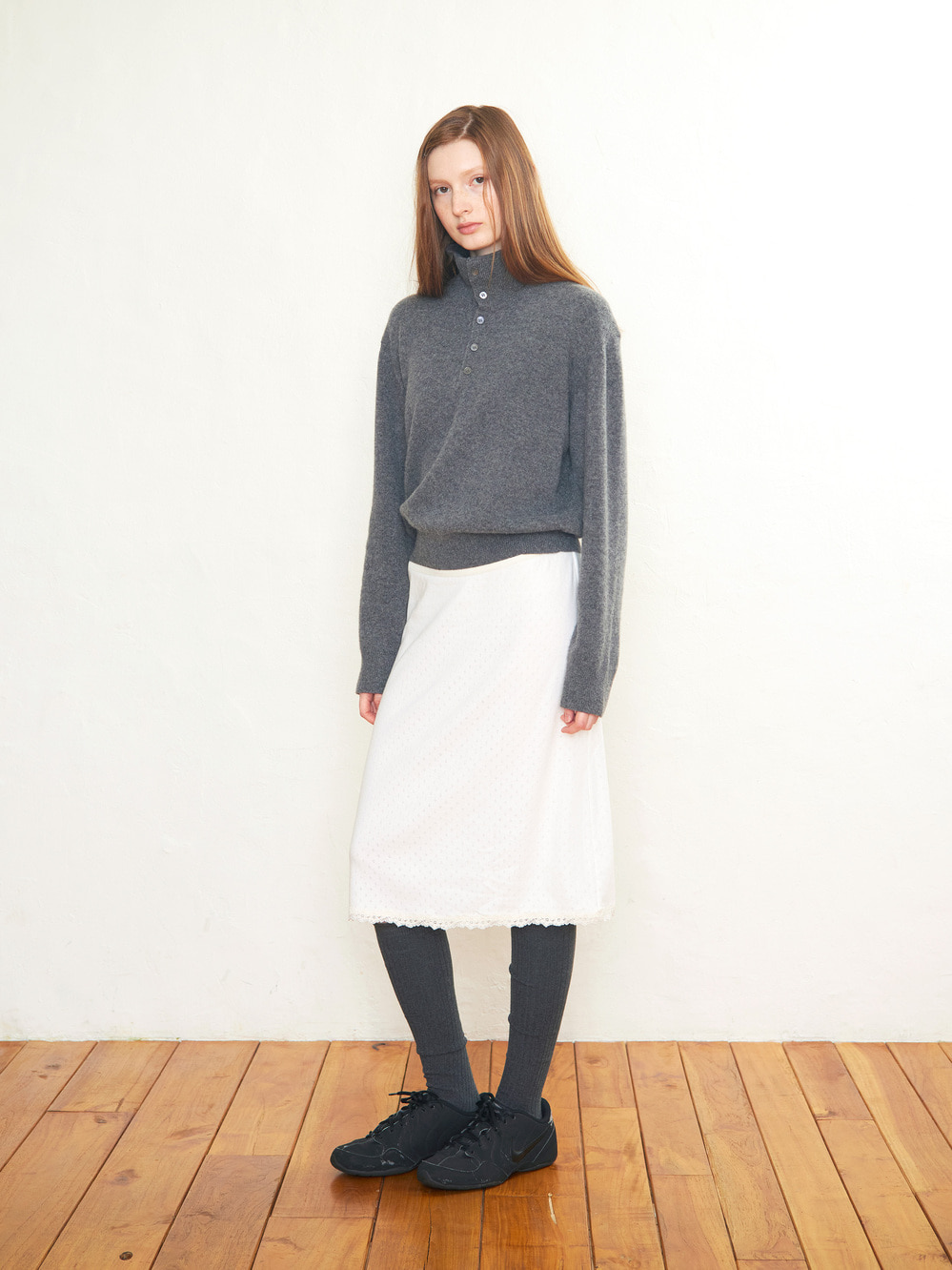 Super Fine Wool High-Neck Sweater_Charcoal Melange 사진 4/4