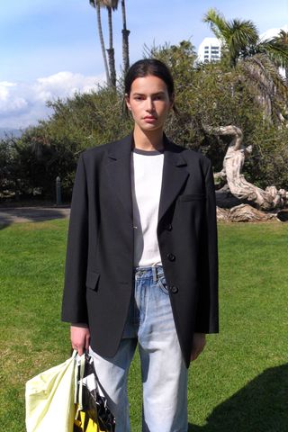Oversized 3-Button Wool Blazer_Black
