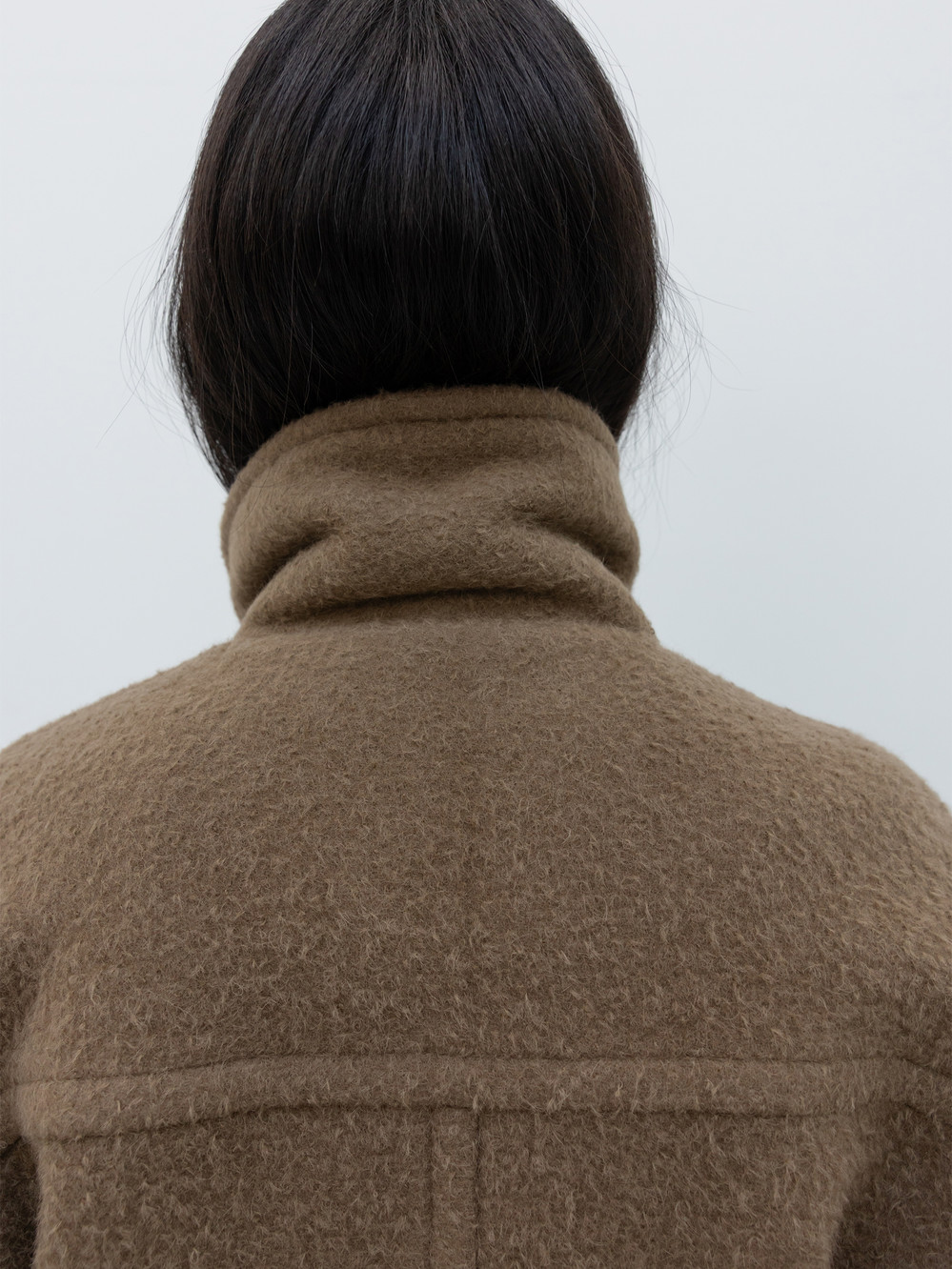 Alpaca Blend Low-Waist Belted Half Coat_Khaki Brown