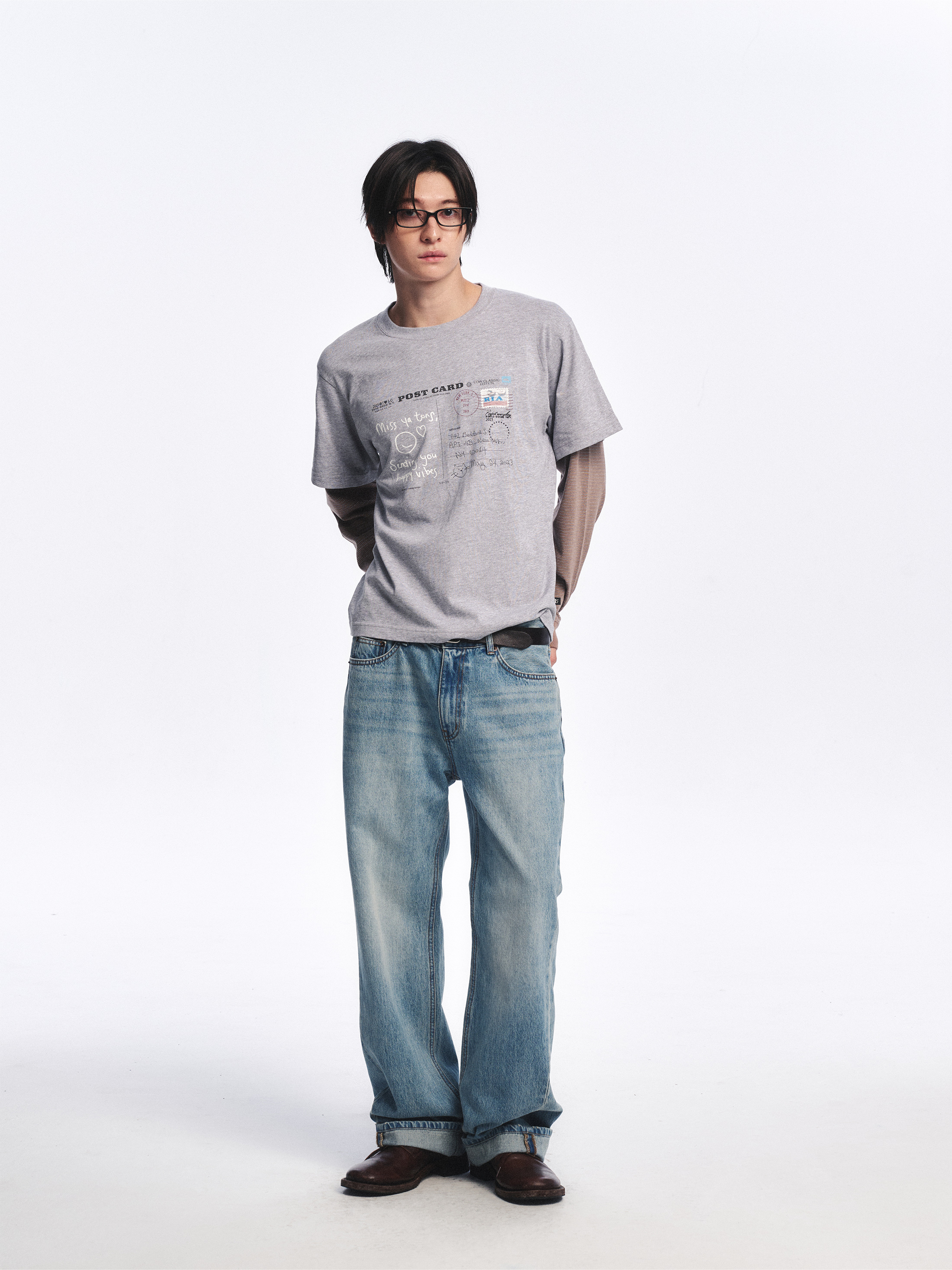 Postcard Layered Tee_Melange Grey 사진 1/4