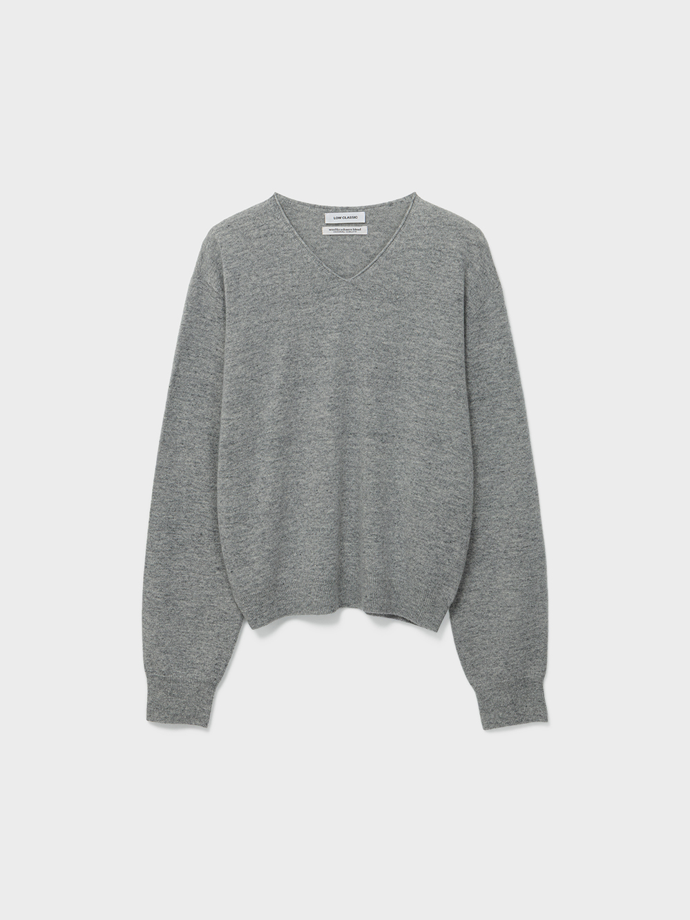 Cashmere Blend Wholegarment V-Neck Knit_Grey