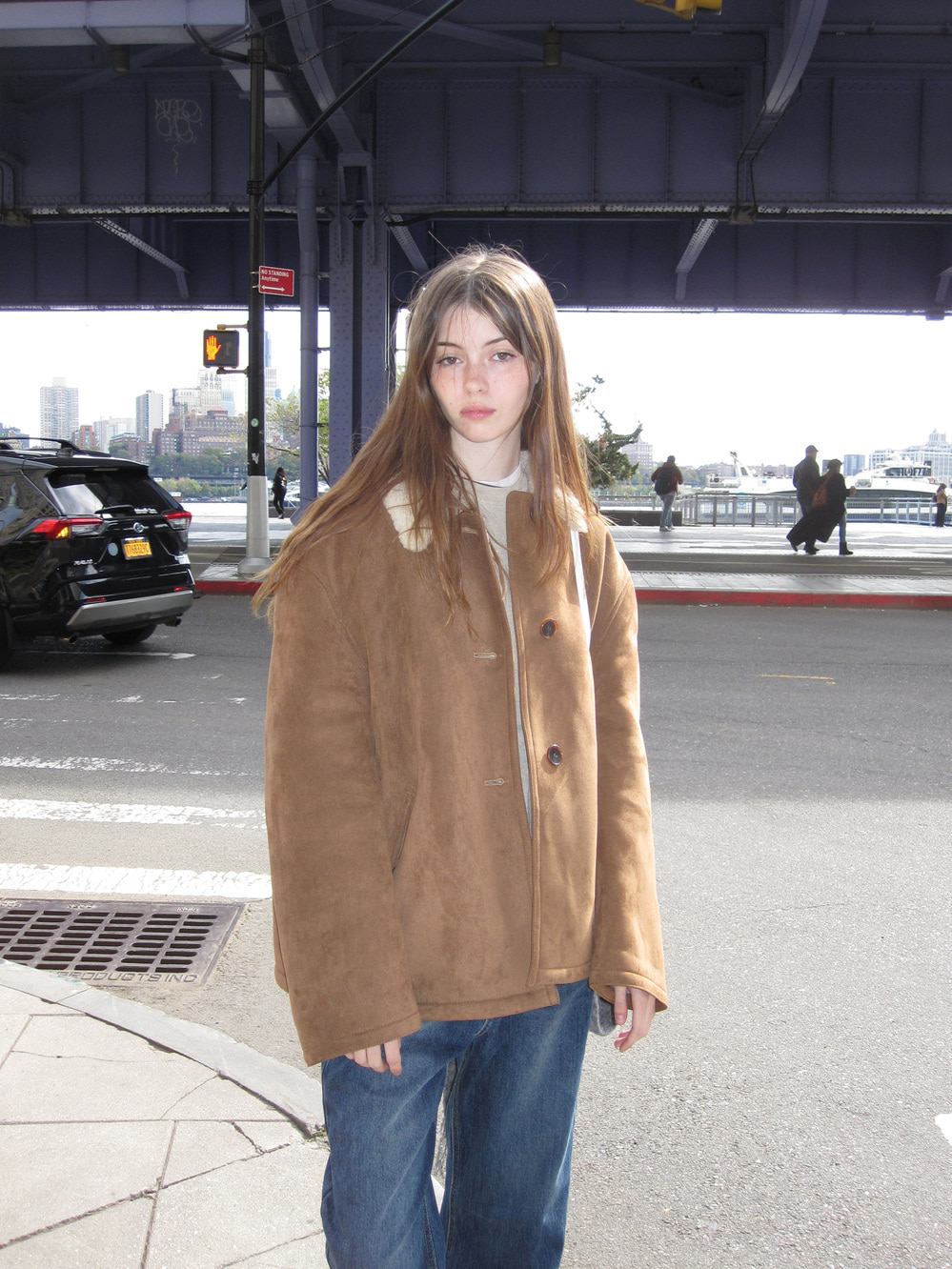 3-Button Suede Shearling Jacket_Camel 사진 2/4