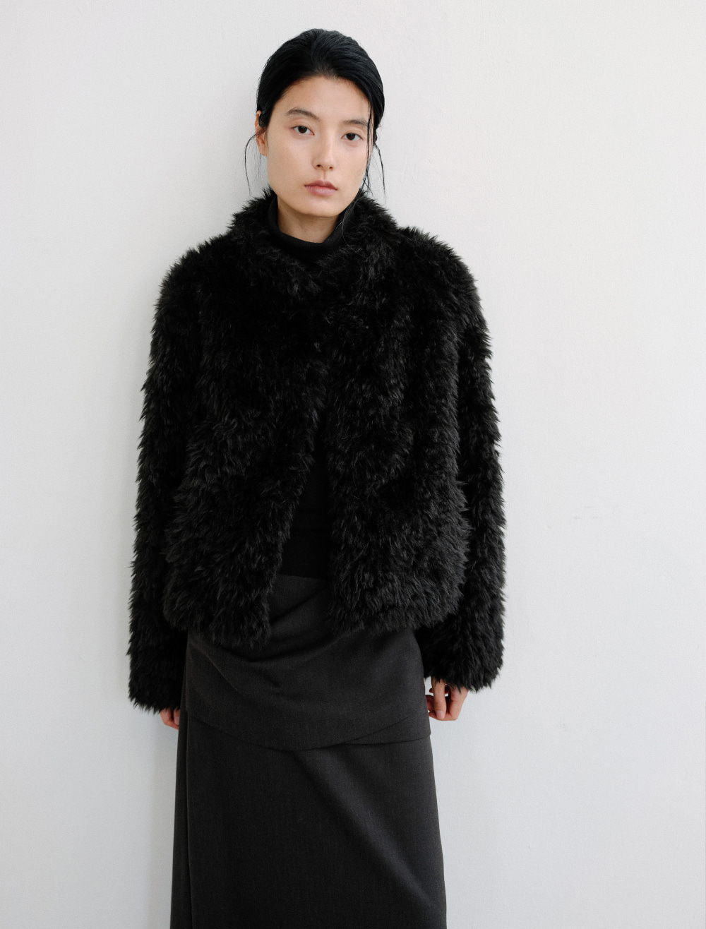 SOFT FUR JACKET [BLACK] - Low Tide 写真 3/4