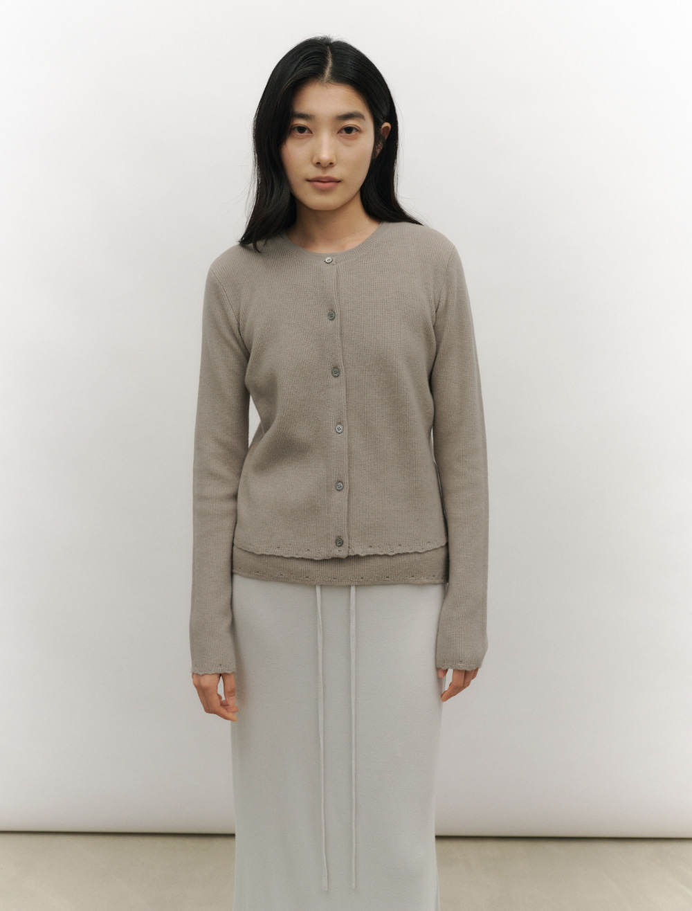 SOFT FRAY KNIT CARDIGAN [OLIVE] - Low Tide photo 4/4