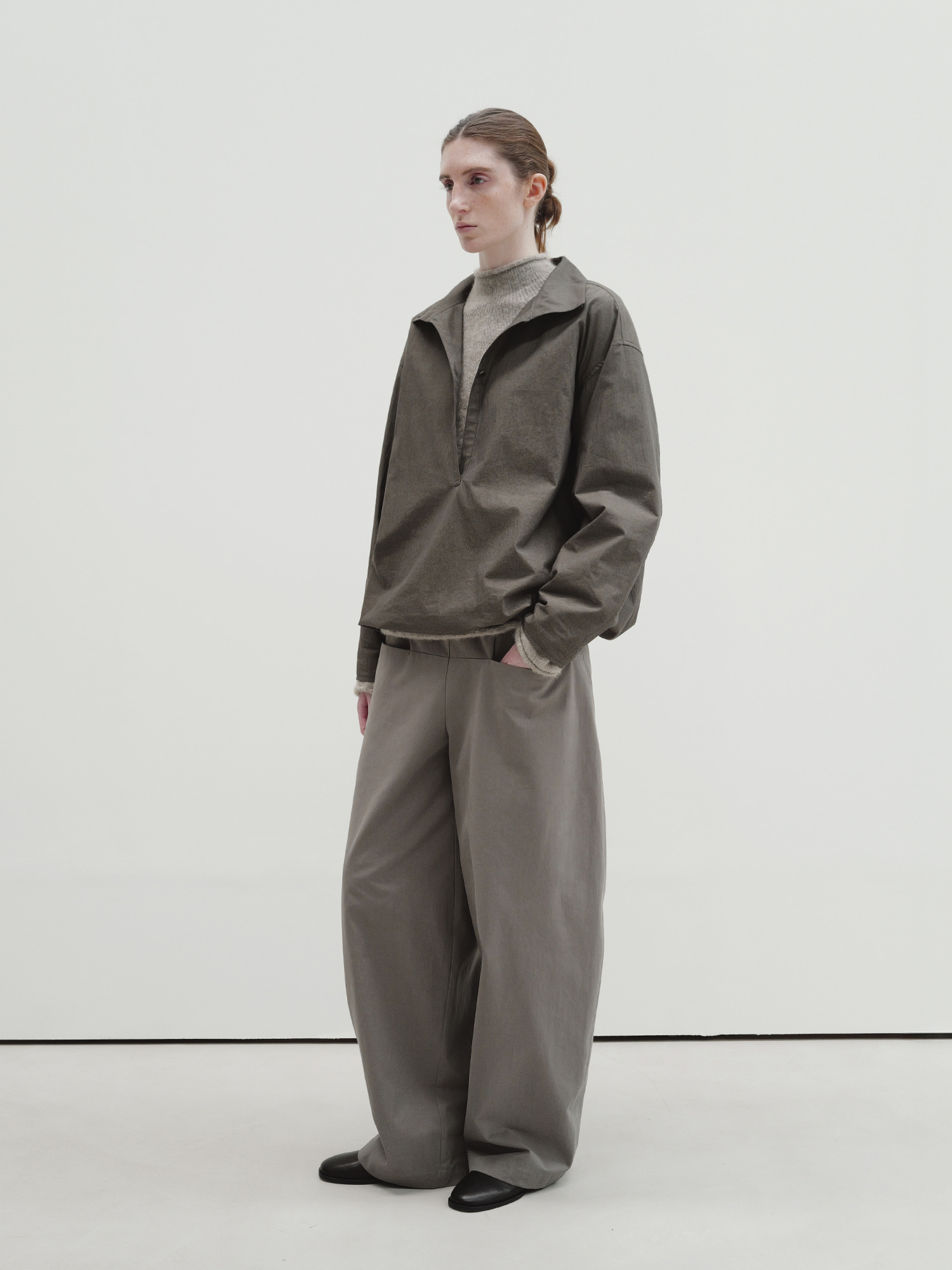 half placket shirt (ash gray) 사진 2/4