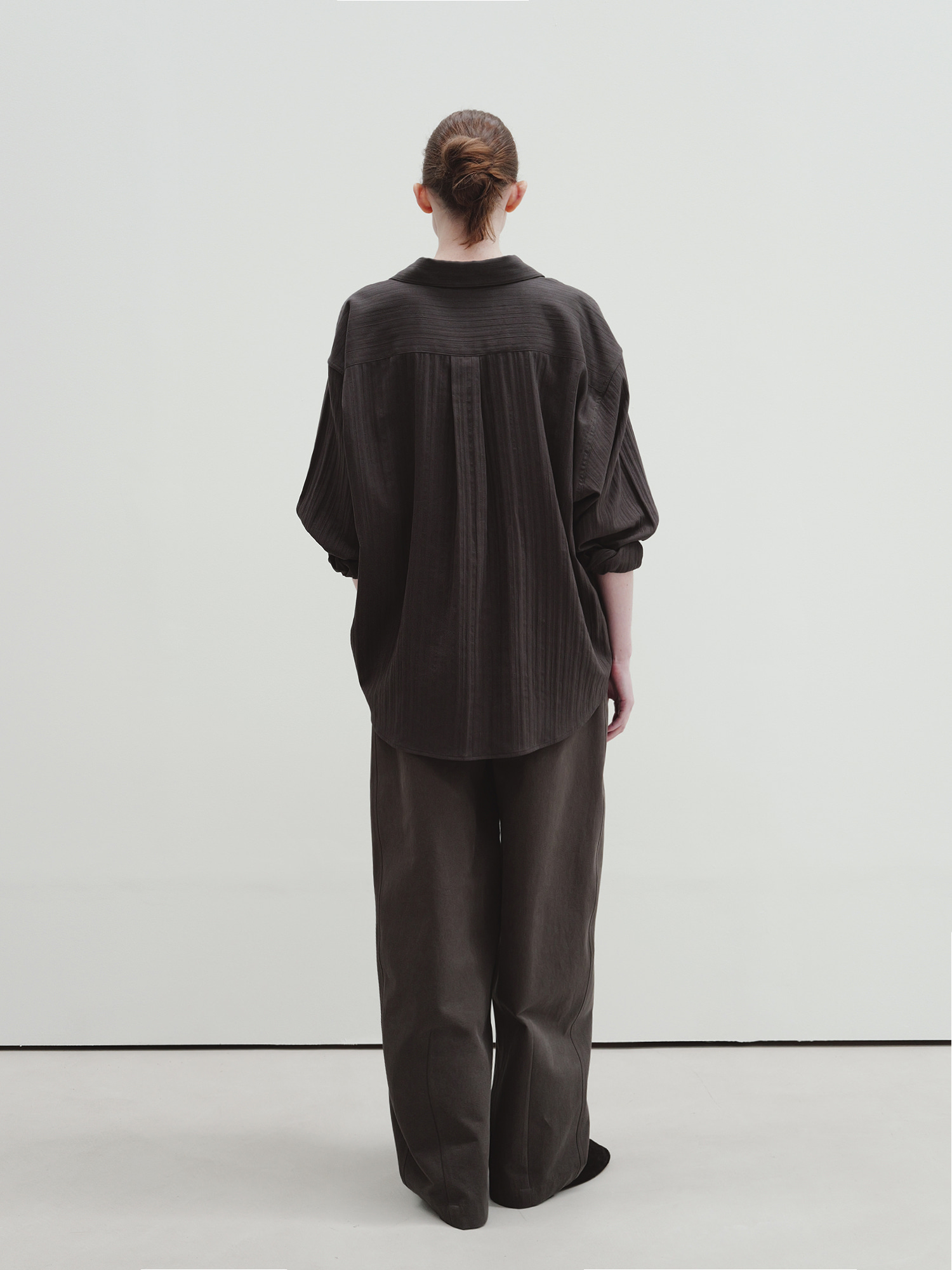 [1st] washed stripe shirt (smoke brown) 사진 3/4