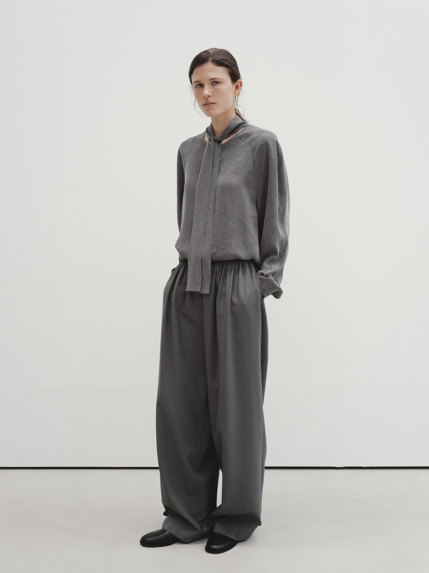 2way scarf blouse (gray)