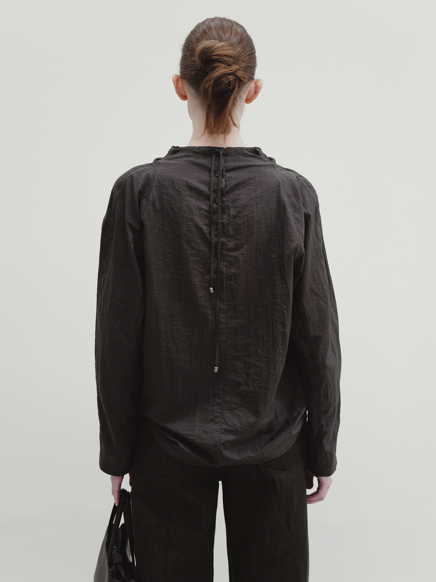 drawstring blouse (charcoal brown) 사진 3/4