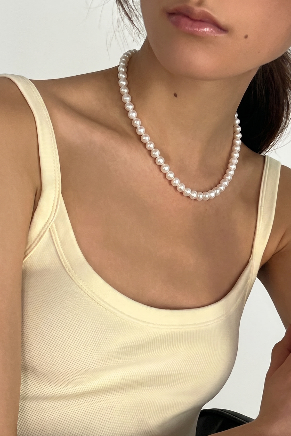 [한정수량] Freshwater Button Pearl Necklace 7mm
