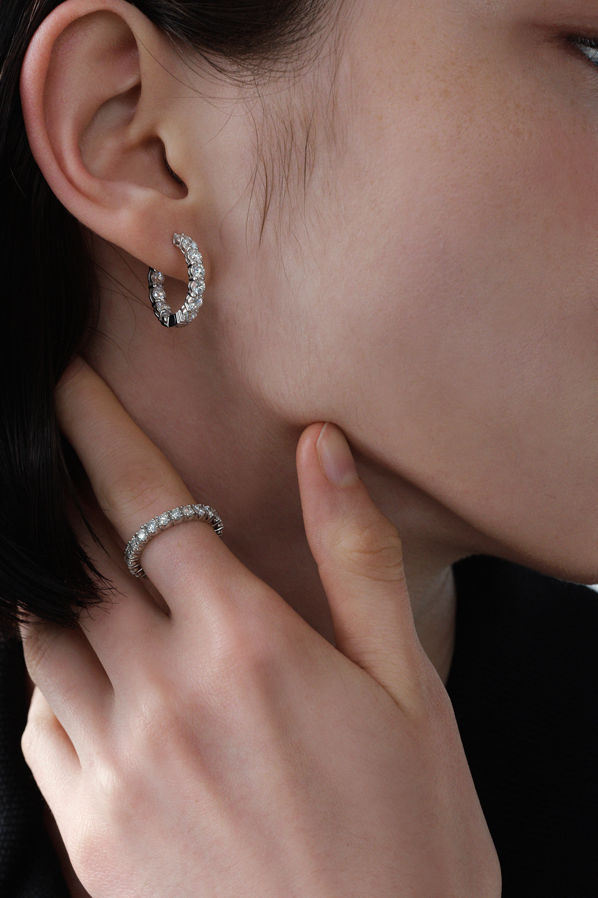 Lab Diamond Hoop Earring 2.5mm 사진 3/4