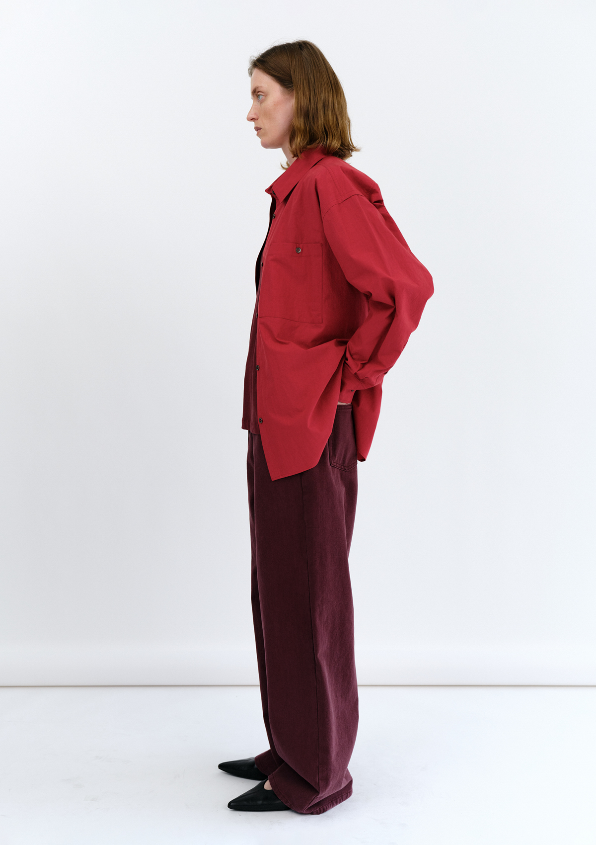 Nico R-Neck T-shirt in Burgundy 사진 3/4