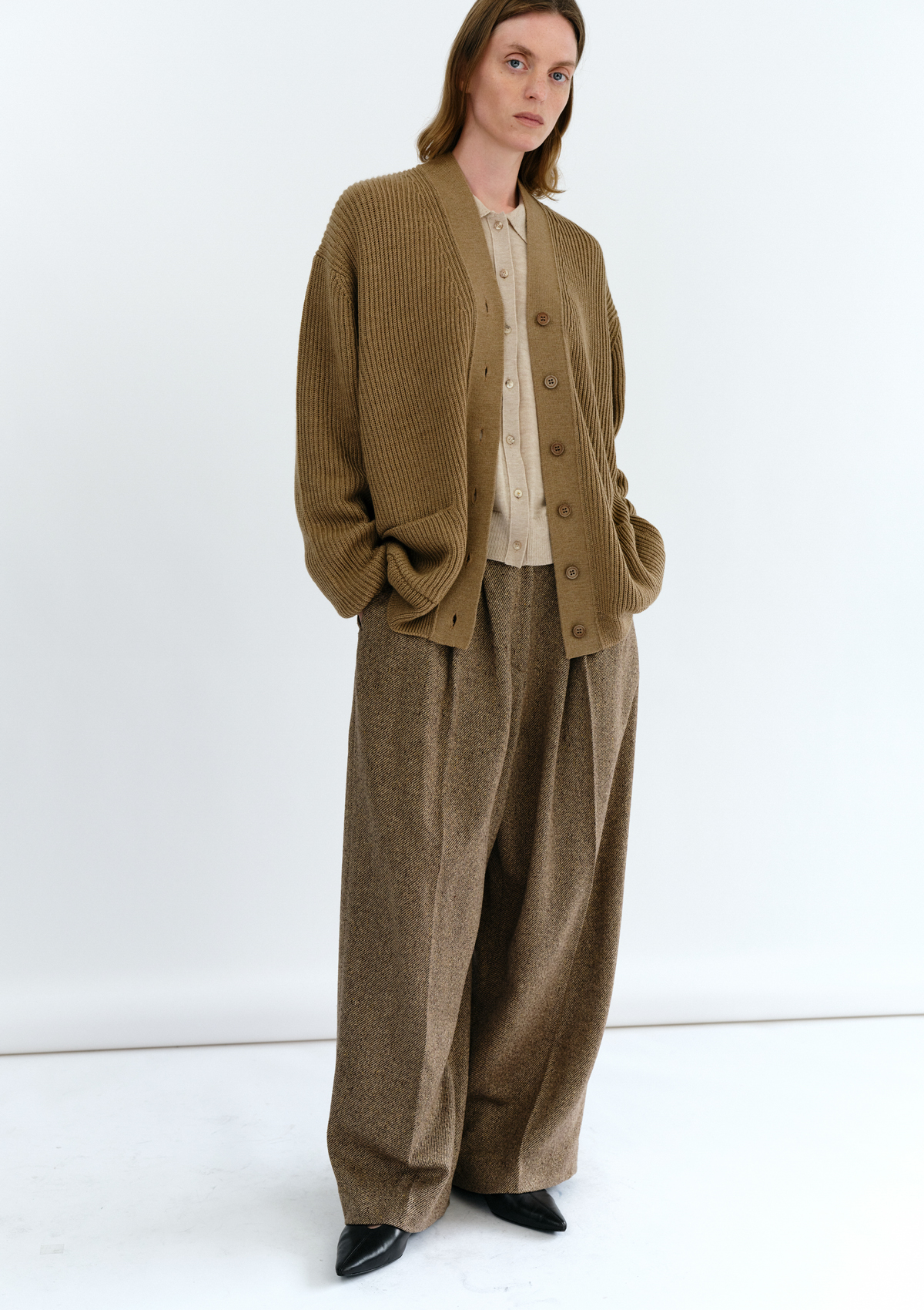 Pauline Ribbed Cardigan in Camel 사진 4/4