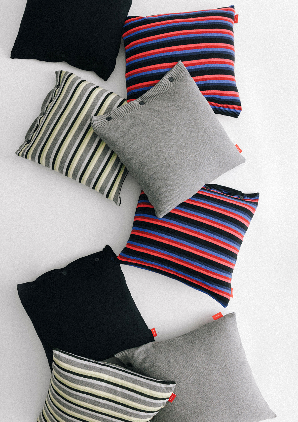 Button Knitted Cushion Cover in Black